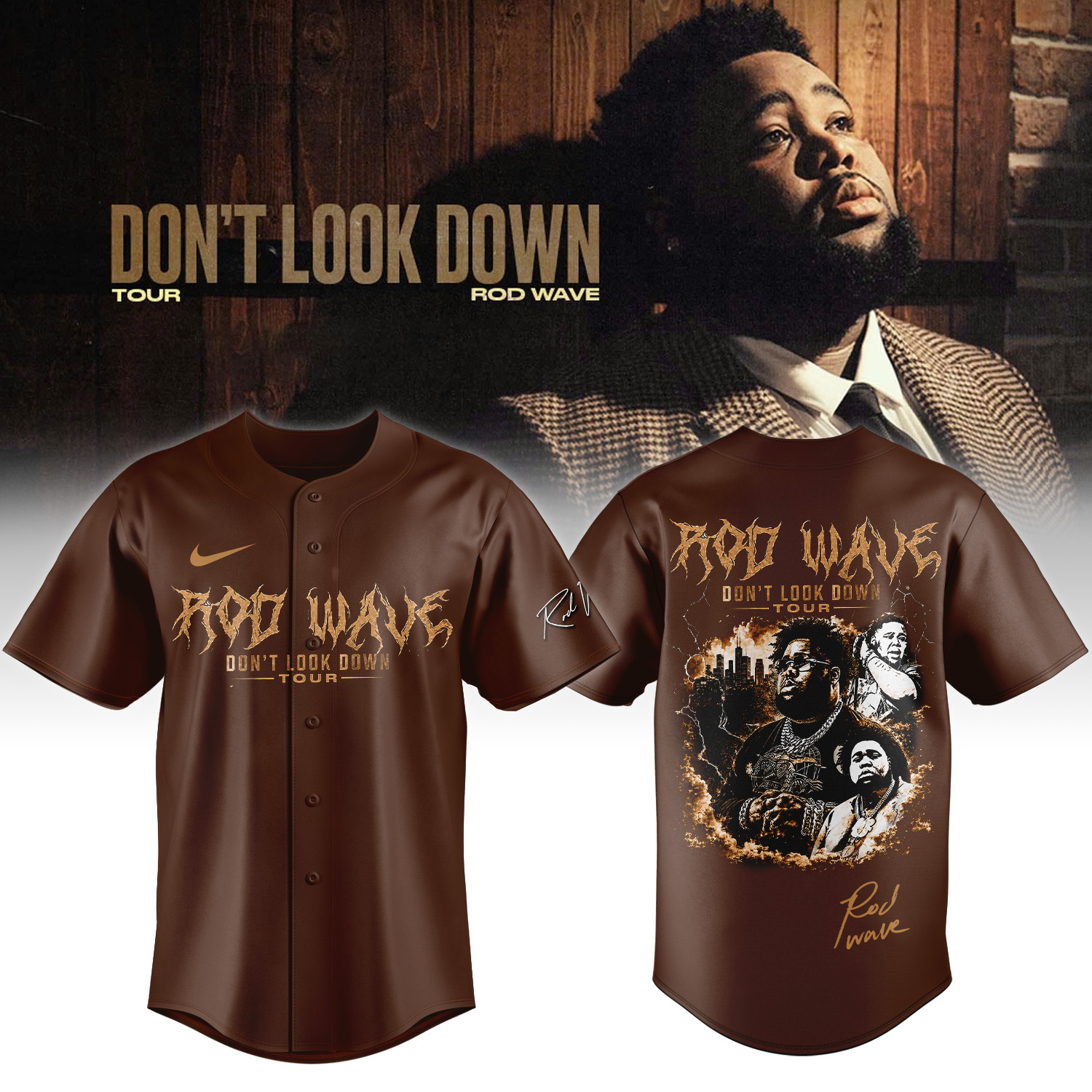Rod Wave Dont Look Down Tour 2026 Limited Baseball Jersey Collection