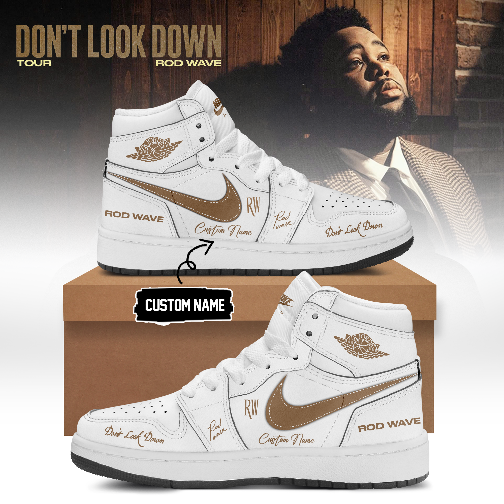 Rod Wave Dont Look Down Tour 2026 Premium Music Fan Sneakers