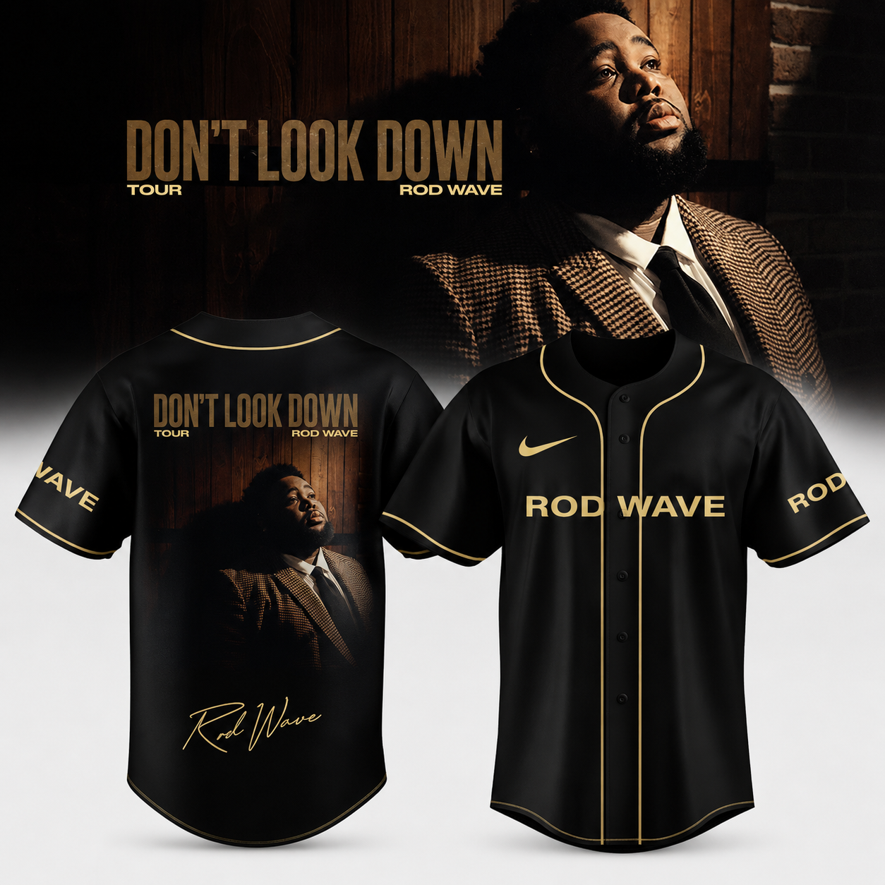 Rod Wave Dont Look Down Tour Premium Baseball Jersey Fan Collection