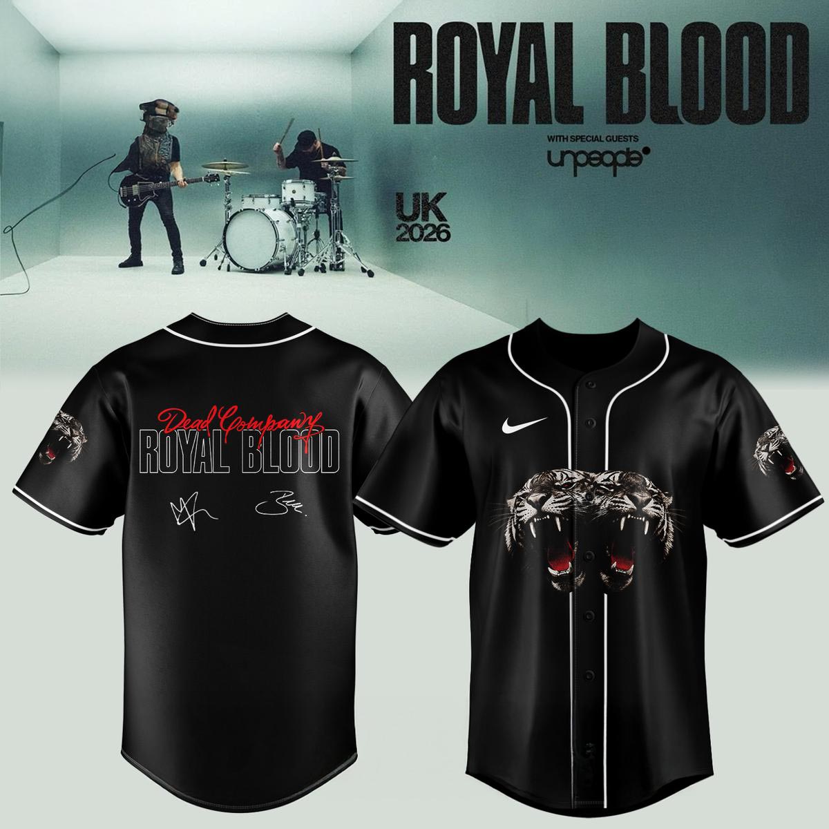 Royal Blood UK Tour 2026 Black Baseball Jersey Rock Music Fanwear 1 - Unicasport Royal Blood UK Tour 2026 Black Baseball Jersey Rock Music Fanwear