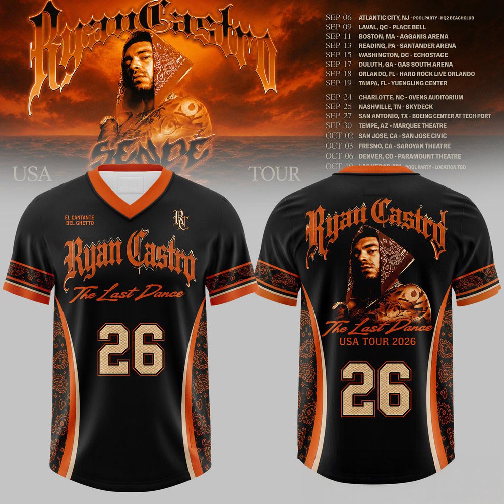 Ryan Castro The Last Dance USA Tour 2026 Football Jersey Latin Urban Music Fan Streetwear 2 - Unicasport Ryan Castro The Last Dance USA Tour 2026 Football Jersey Latin Urban Music Fan Streetwear
