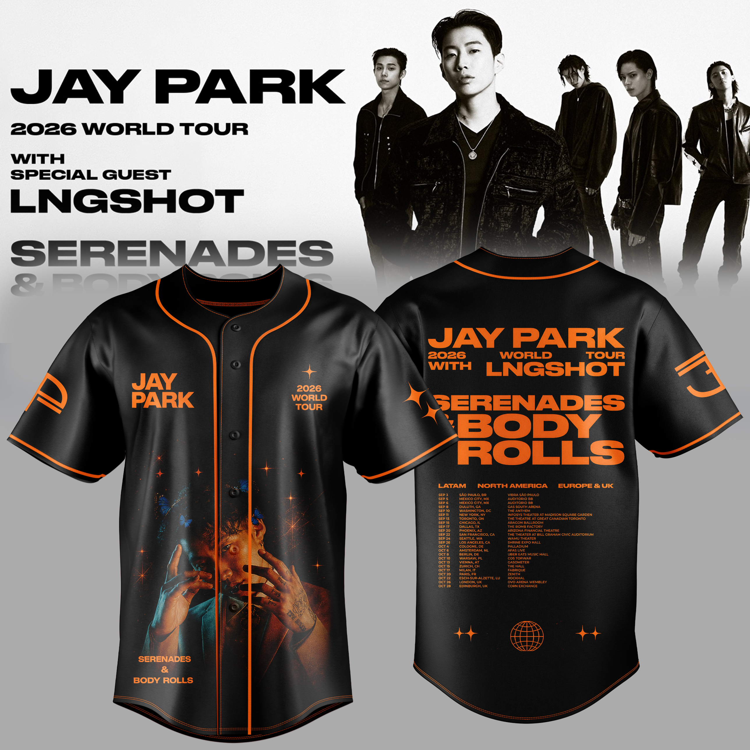 SERENADES And BODY ROLLS Tour Official Fan Baseball Jersey
