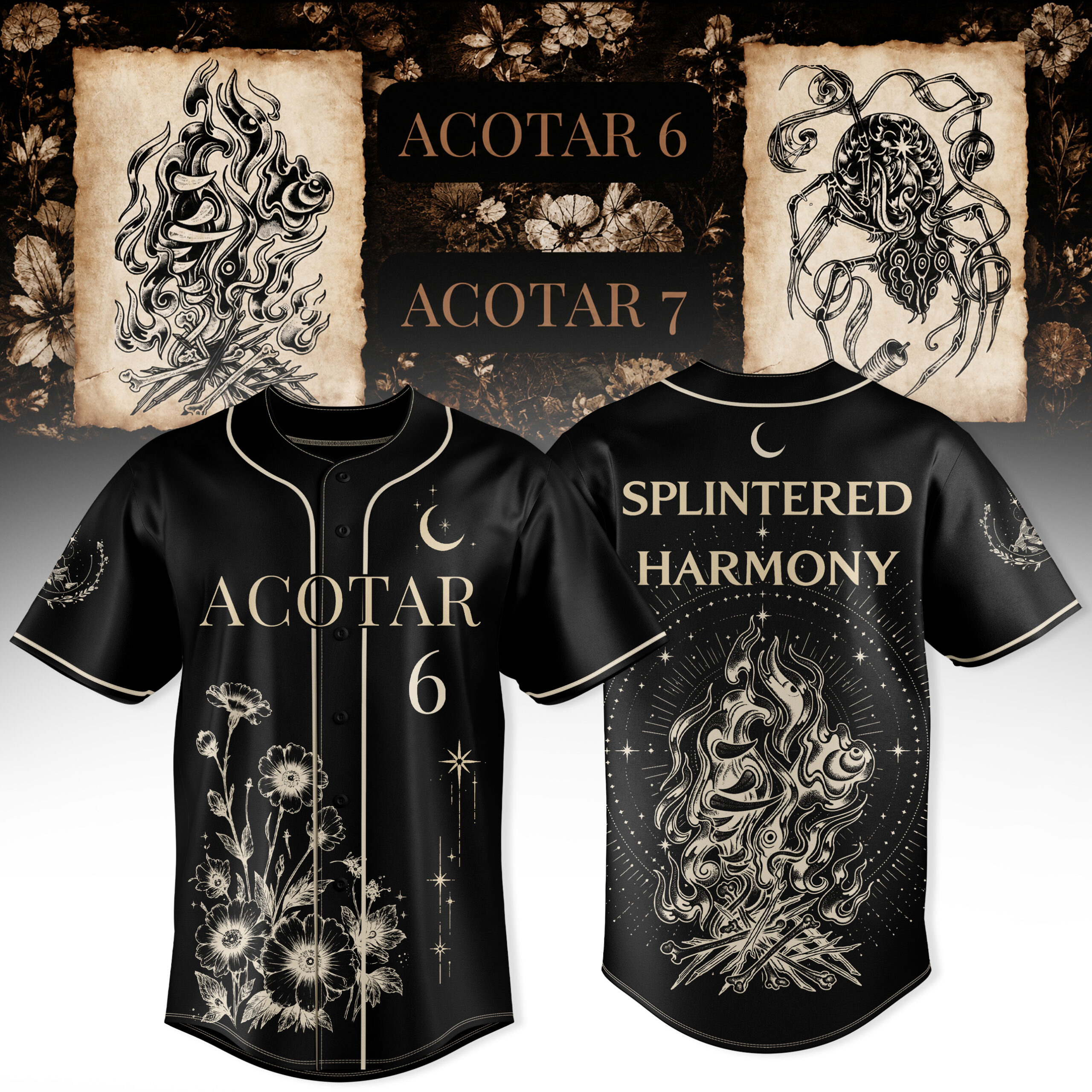 SJM Splintered Harmony 3D All Over Print Baseball Jersey Literary Fantasy Graphic Book Lover Fan Gift 2 - Unicasport SJM Splintered Harmony 3D All Over Print Baseball Jersey Literary Fantasy Graphic Book Lover Fan Gift