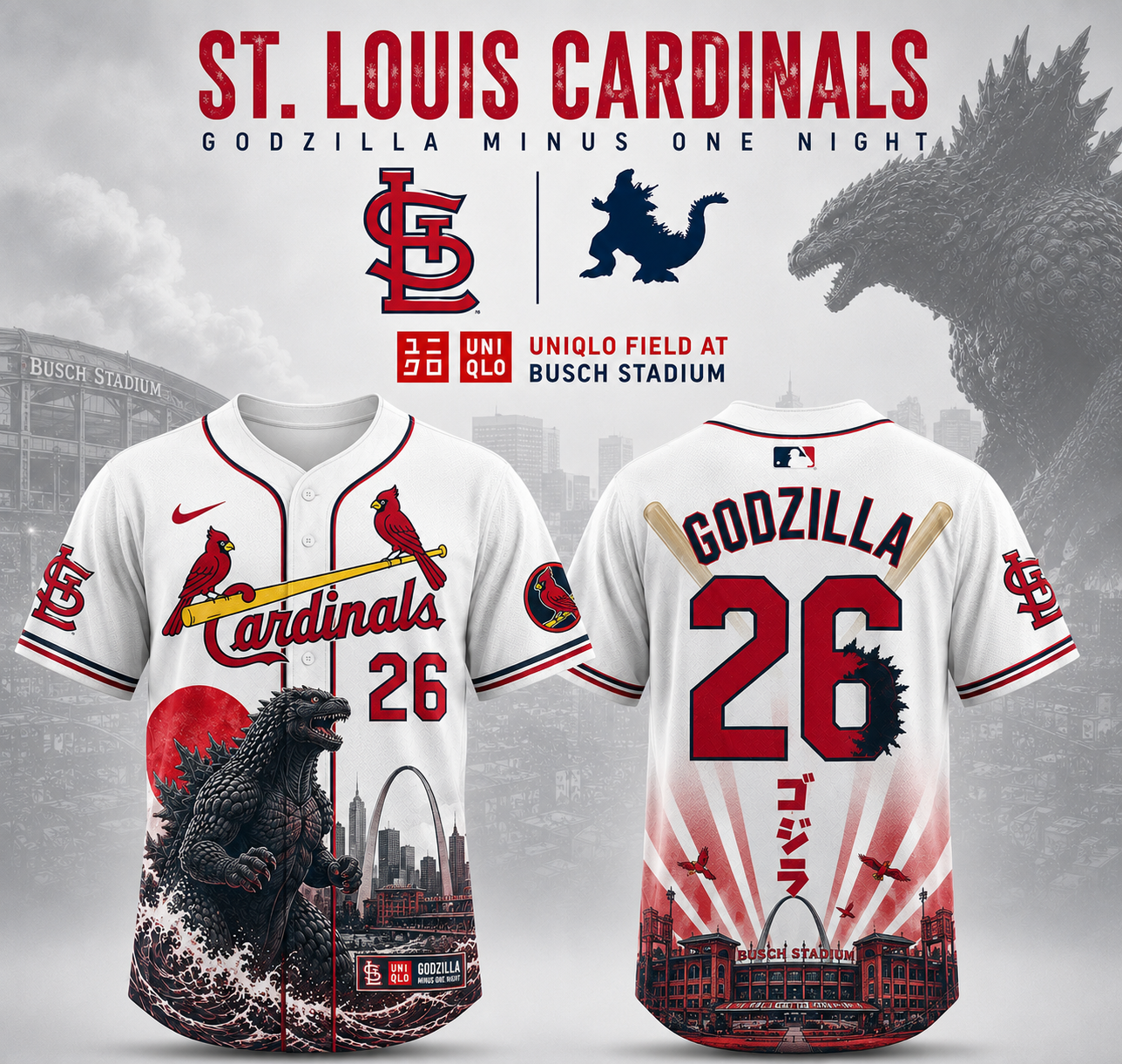 STL Godzilla Minus One Limited Edition Baseball Jersey Signature Version