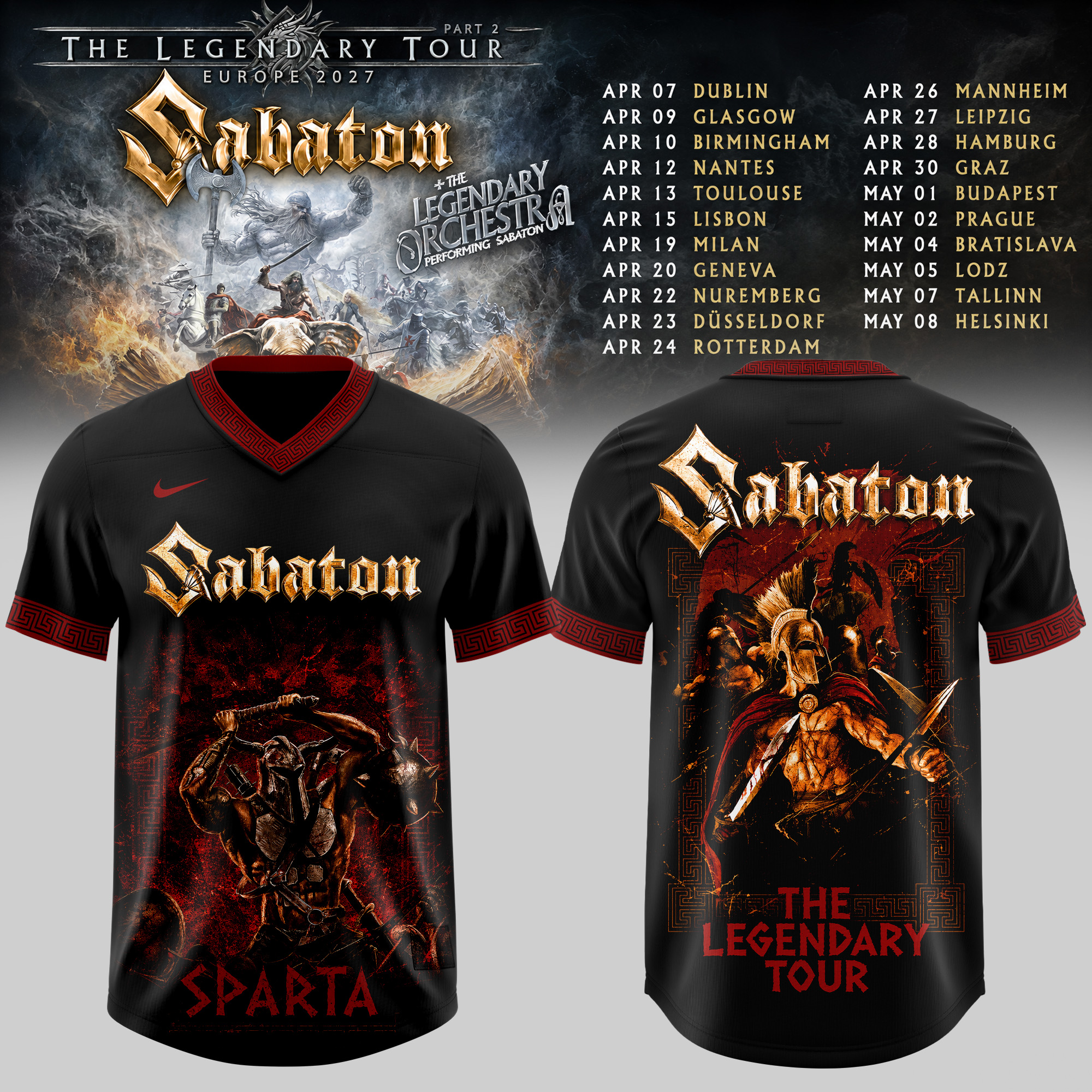 Sabaton The Legendary Tour 2027 Edition Football Jersey Music Fanwear 2 - Unicasport Sabaton The Legendary Tour 2027 Edition Football Jersey Music Fanwear