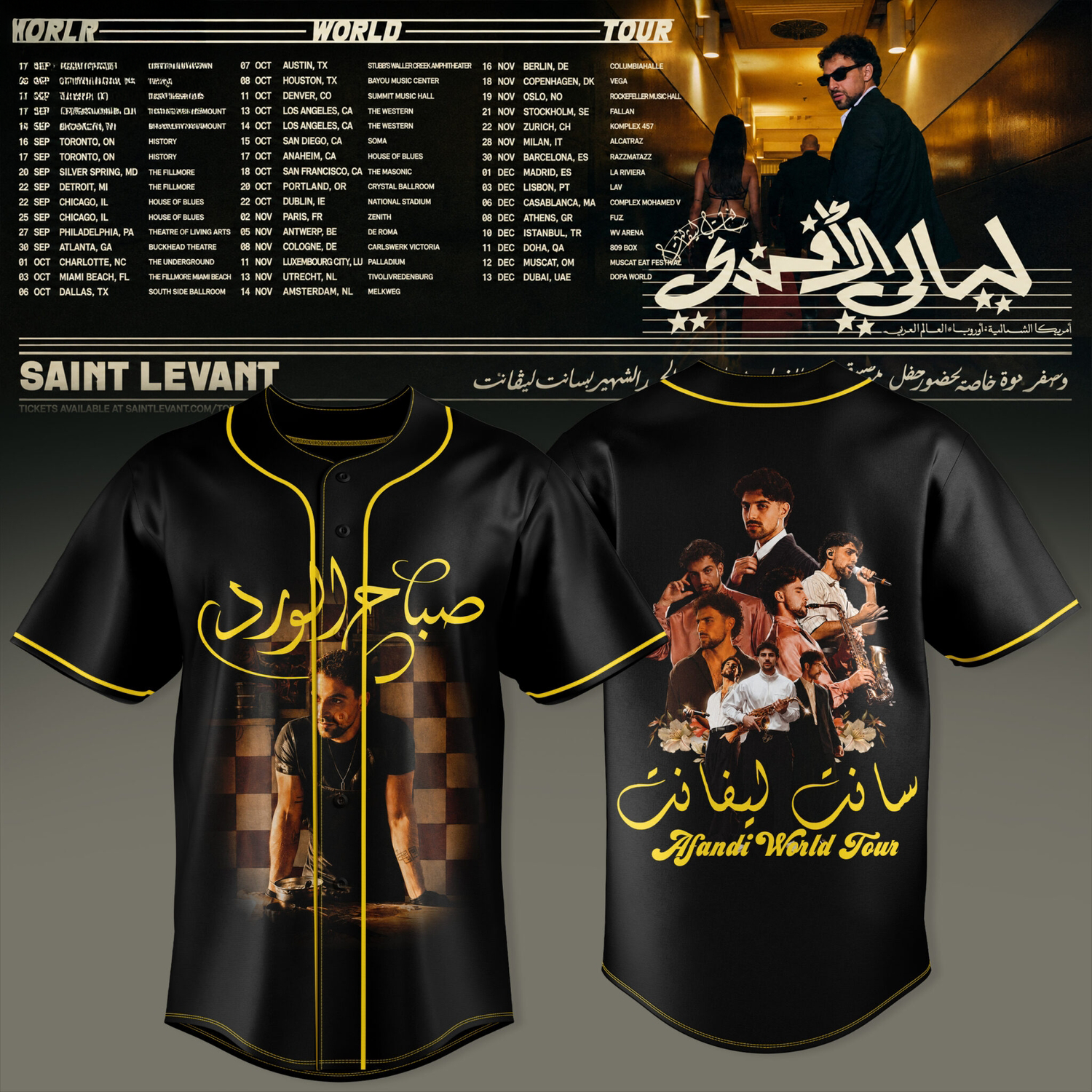 Saint Levant Afandi World Tour Signature Tour Baseball Jersey