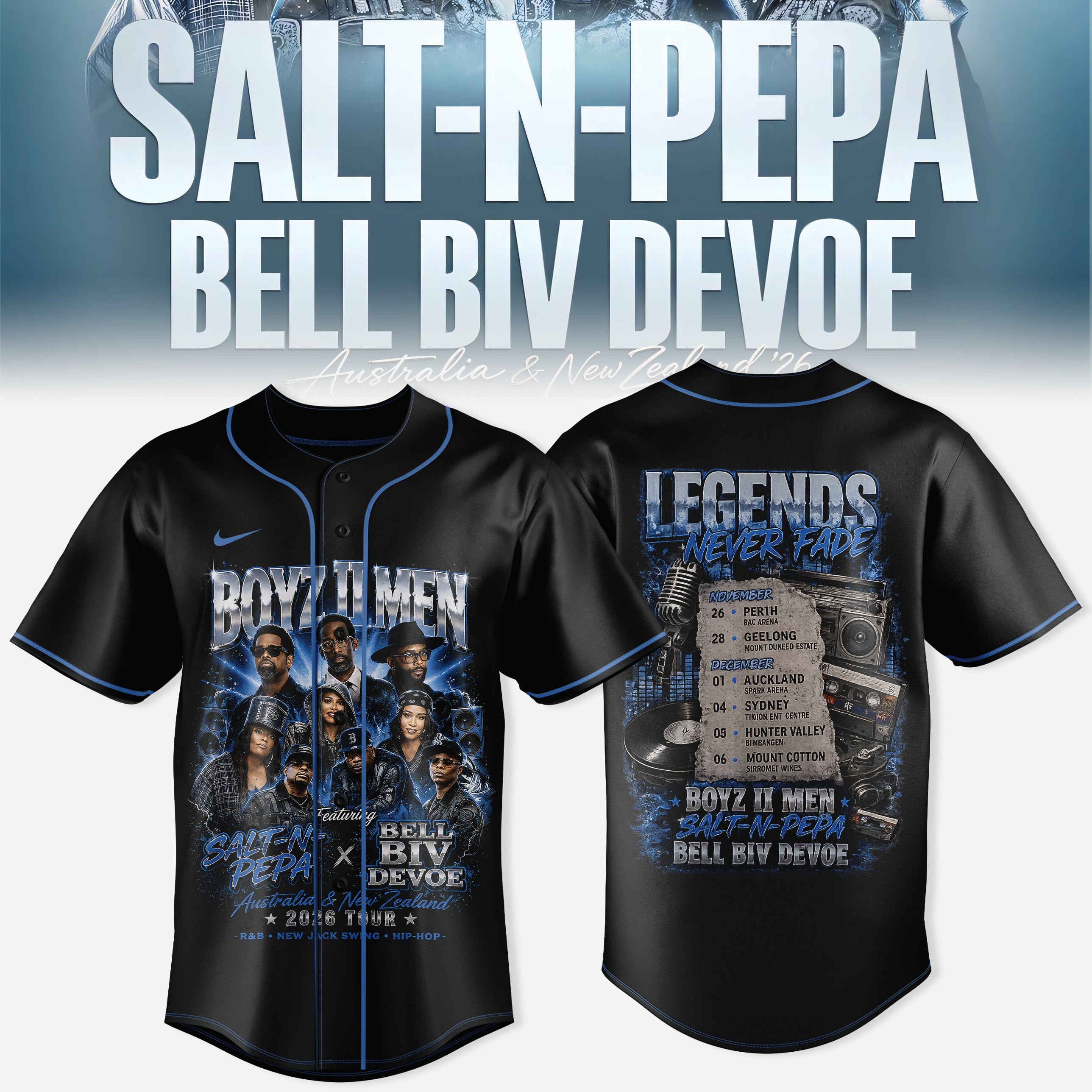 Salt N Pepa Boyz II Men Bell Biv DeVoe Collection Signature Baseball Jersey