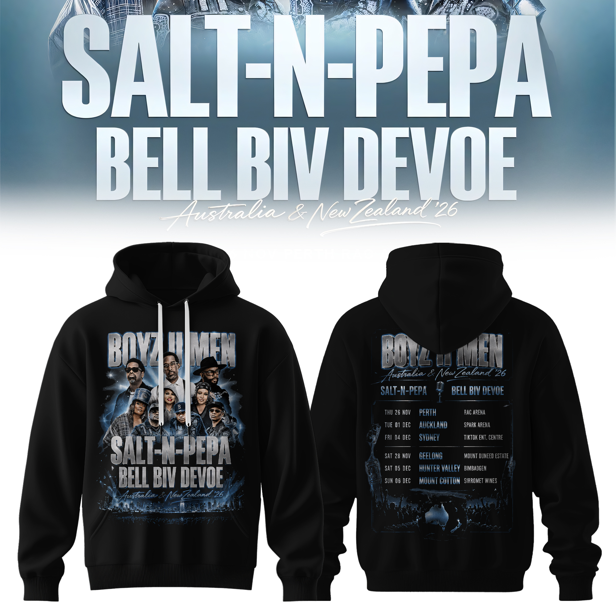 Salt N Pepa Boyz II Men Bell Biv DeVoe Official Collection Hoodie