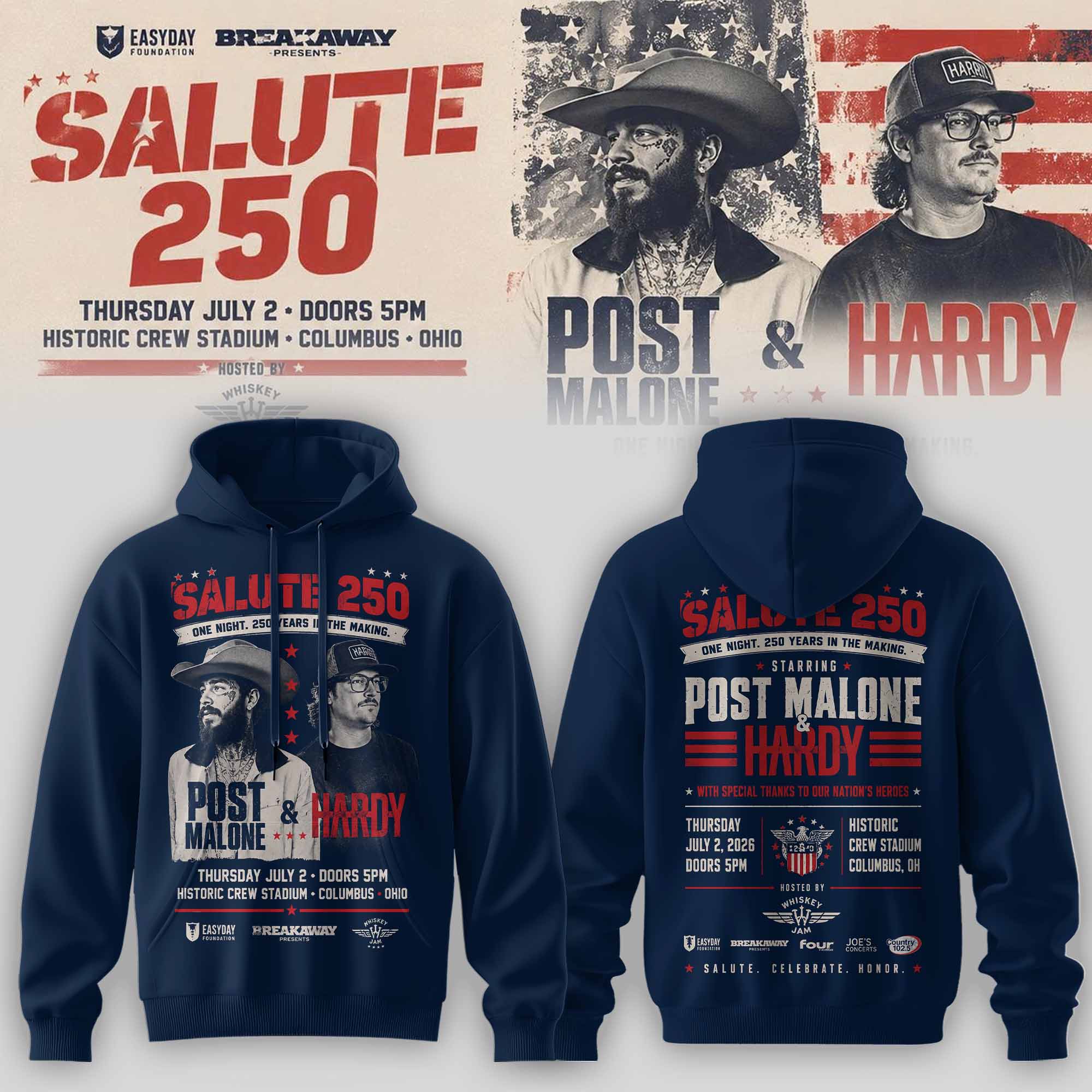 Salute 250 Columbus Ohio Premium Patriotic Hoodie Edition
