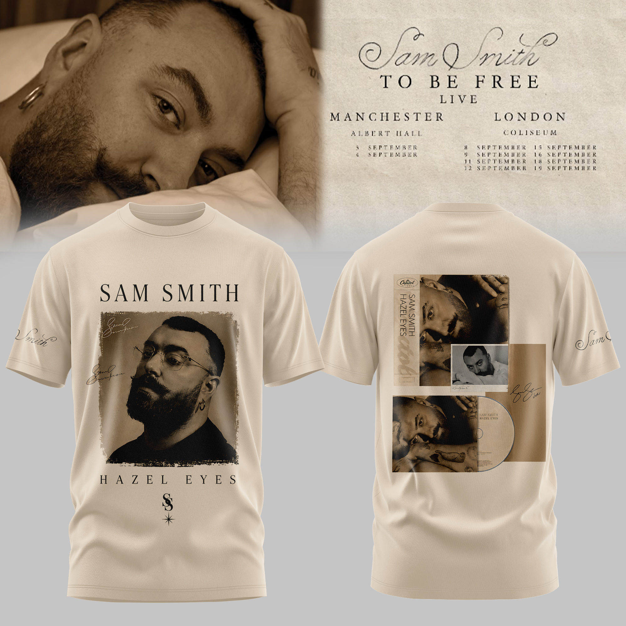 Sam Smith To Be Free Collection Official Graphic T Shirt