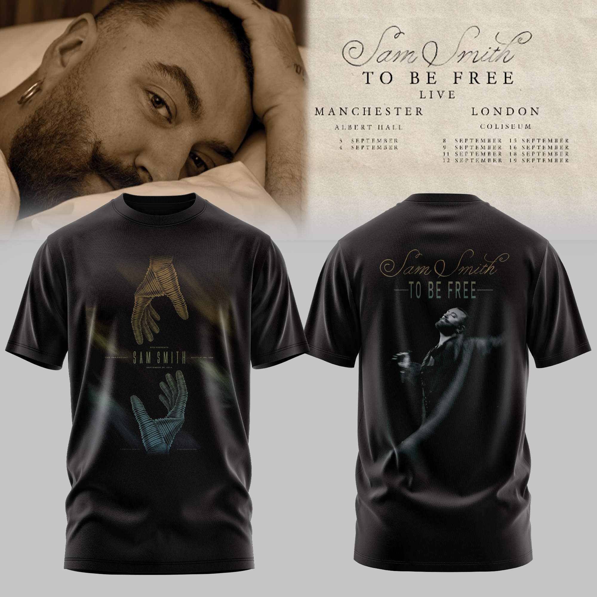 Sam Smith To Be Free Collection Premium Concert T Shirt