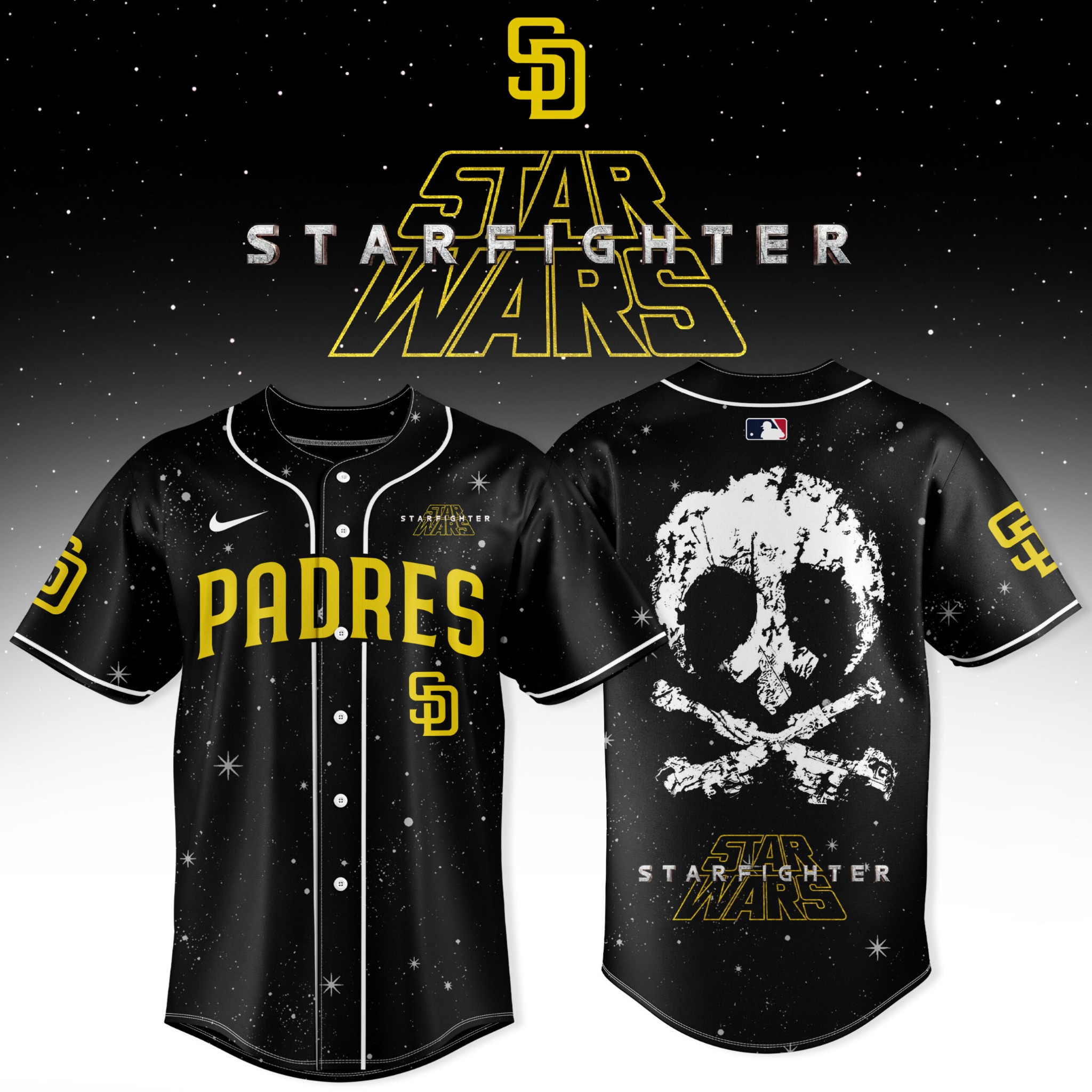 San Diego Padres Star Wars Starfighter Baseball Jersey – Black Galaxy Edition 2 - Unicasport San Diego Padres Star Wars Starfighter Baseball Jersey – Black Galaxy Edition