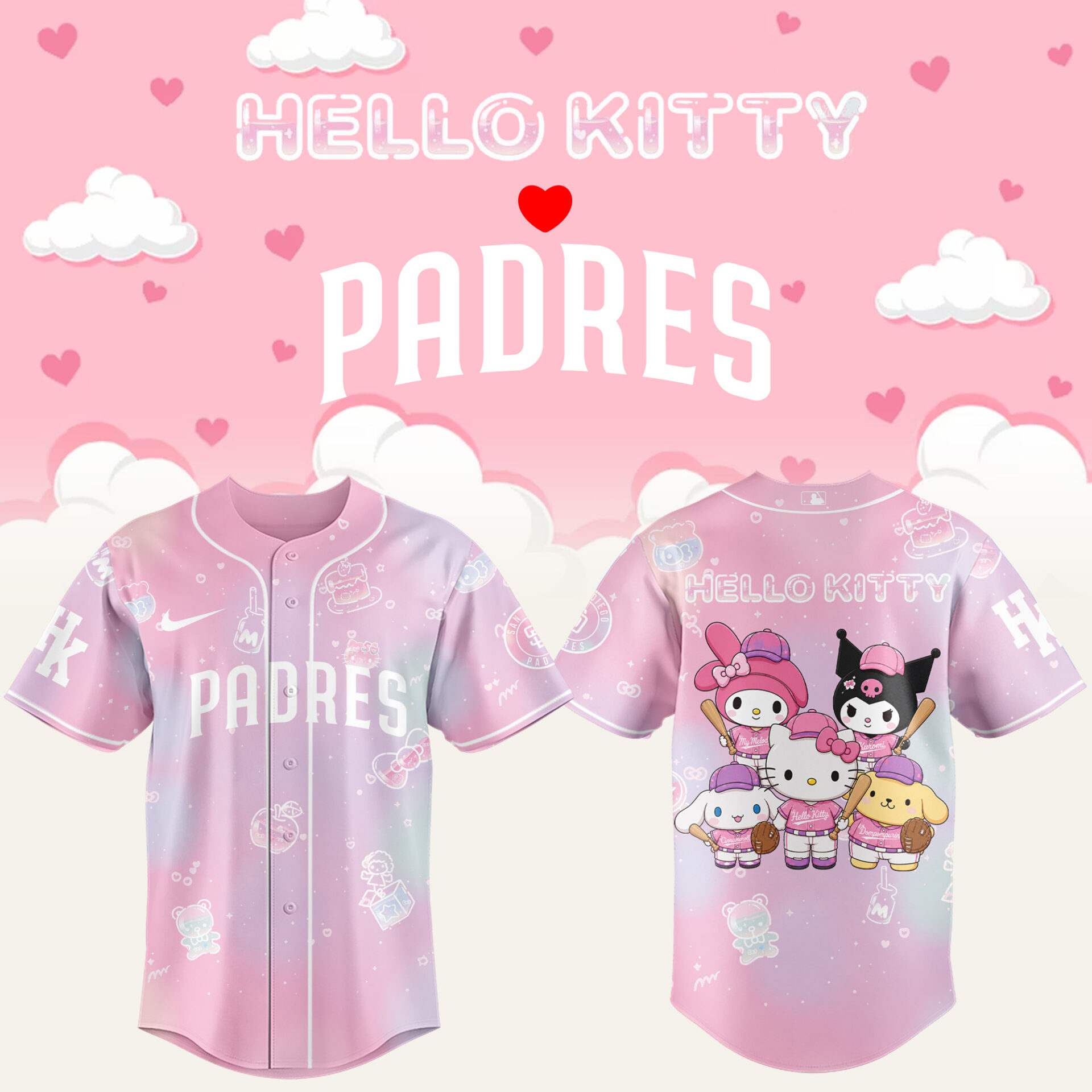 San Diego Padres x Hello Kitty Theme Nights 2026 Limited Edition Baseball Jersey Gift for Fans
