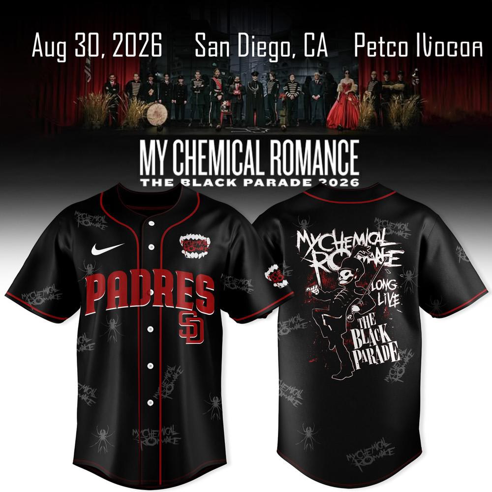 San Diego Padres x My Chemical Romance The Black Parade Jersey Music Fan Apparel 1 - Unicasport San Diego Padres x My Chemical Romance The Black Parade Jersey Music Fan Apparel