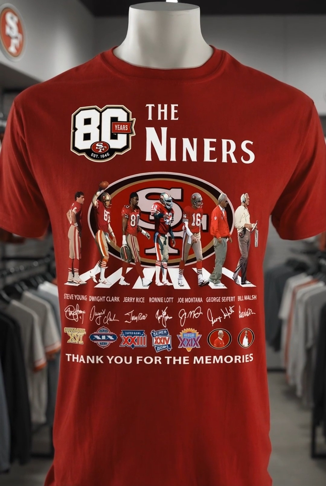 San Francisco 49ers 80 Years The Niners TShirt NFL Football Merch Gift For 49ers Fans