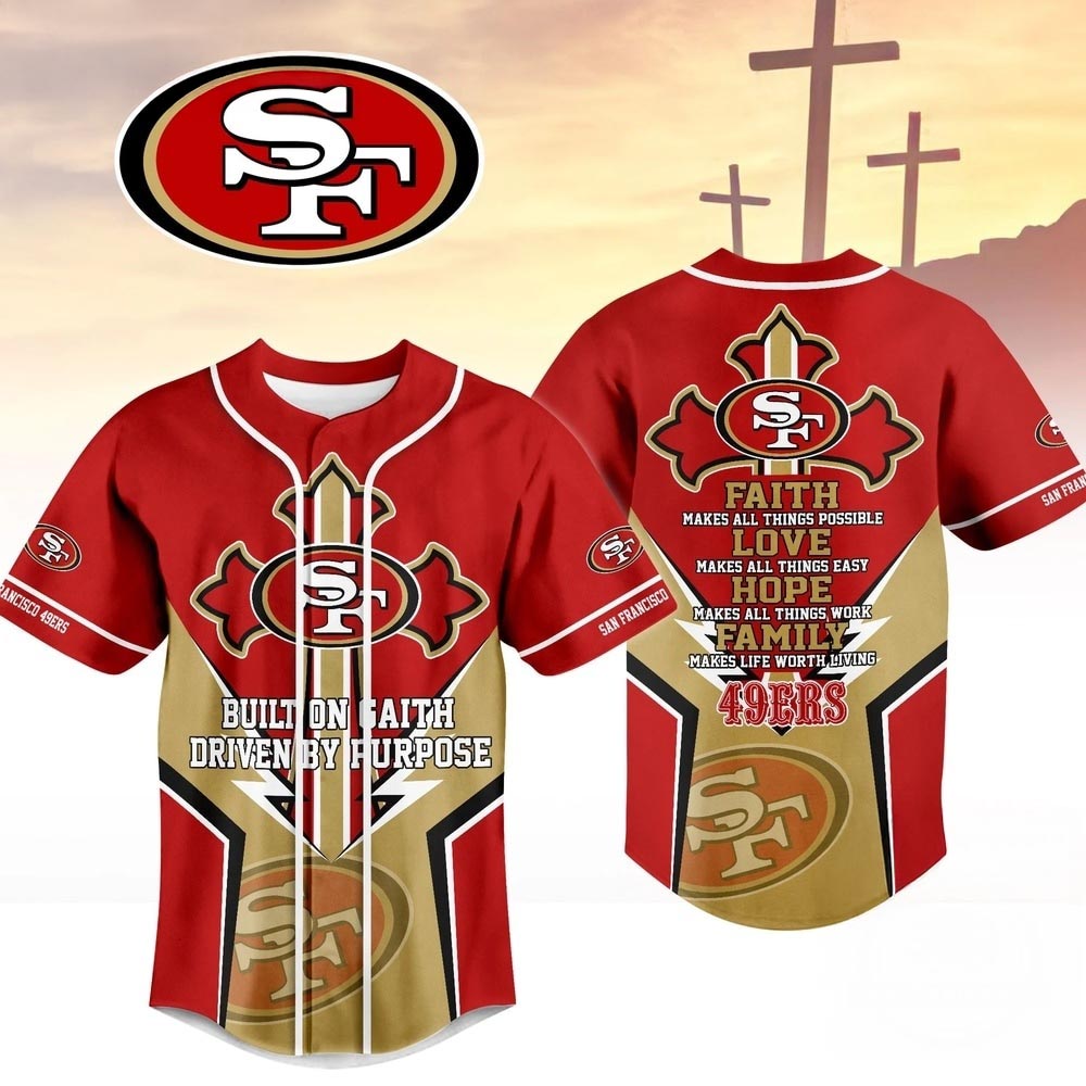 San Francisco 49ers Blessed Beyond The Score Baseball Jersey Football Faith Fan Edition 1 - Unicasport San Francisco 49ers Blessed Beyond The Score Baseball Jersey Football Faith Fan Edition