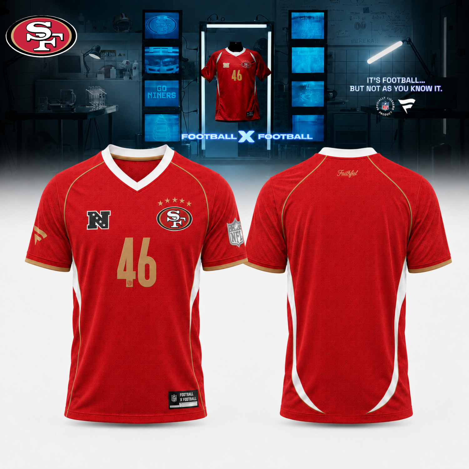 San Francisco 49ers Football Collared Fan Top Official Jersey