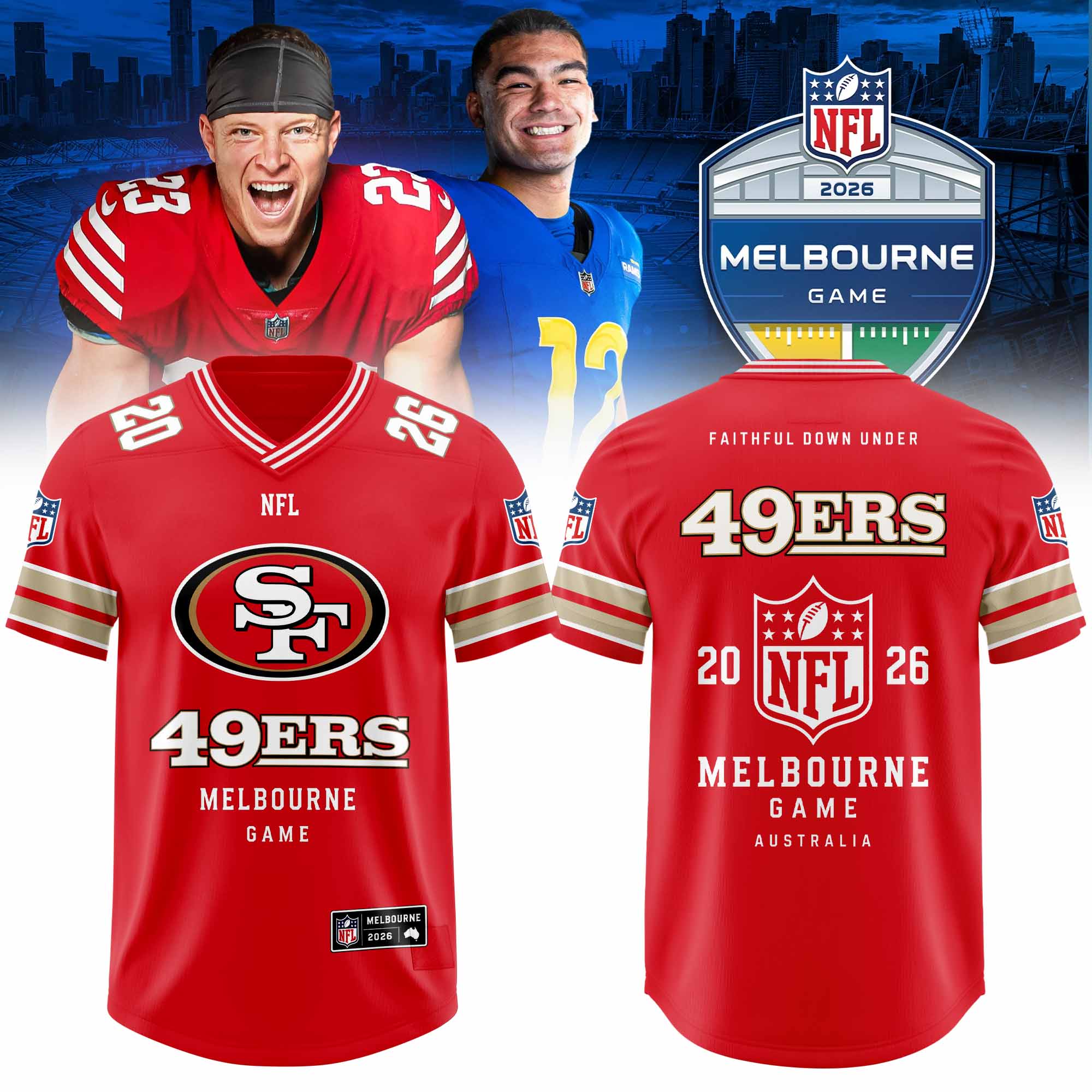 San Francisco 49ers NFL Melbourne 2026 Exclusive Football Jersey Fan Collection 1 - Unicasport San Francisco 49ers NFL Melbourne 2026 Exclusive Football Jersey Fan Collection
