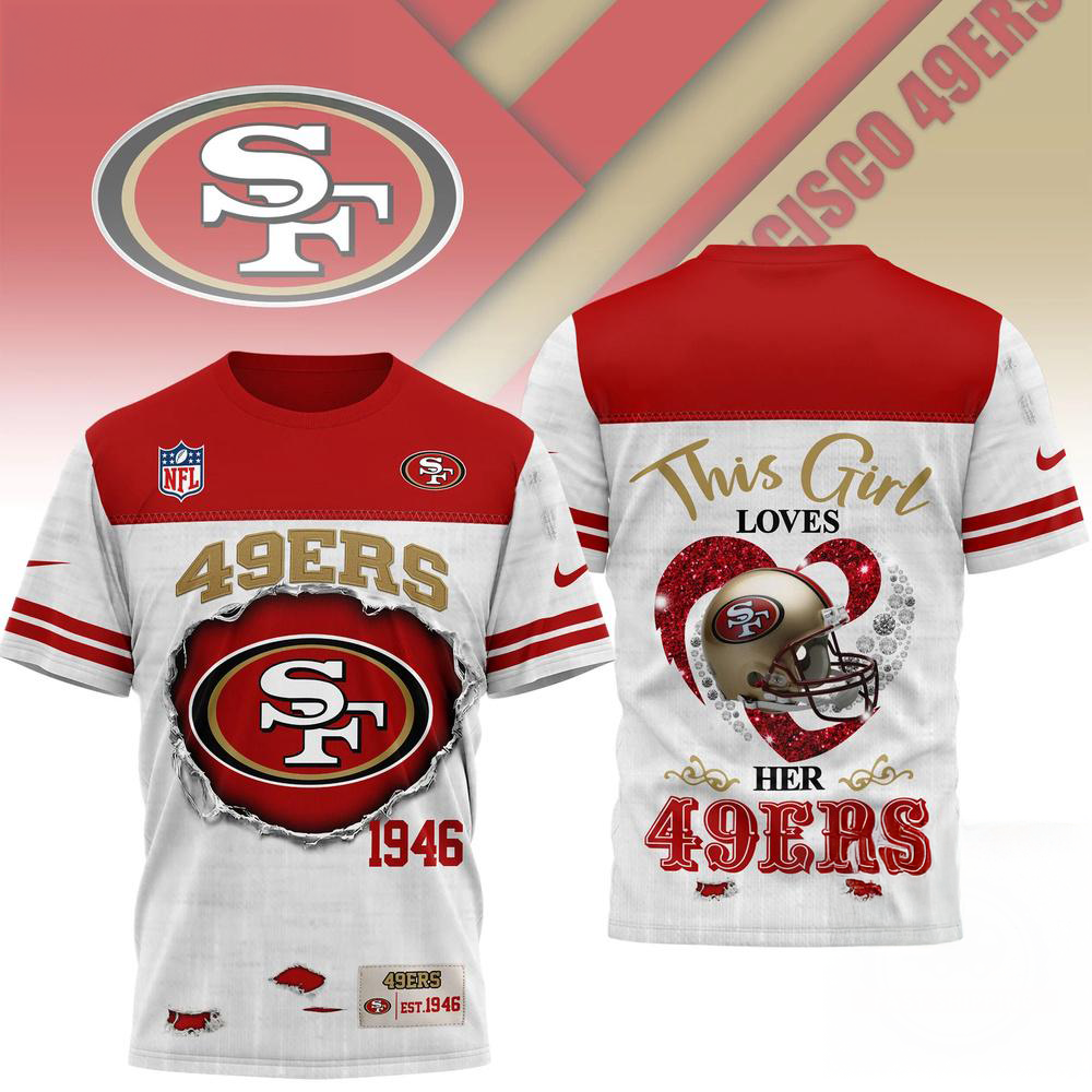 San Francisco 49ers NFL Veterans Legacy Team 3D Design T Shirt