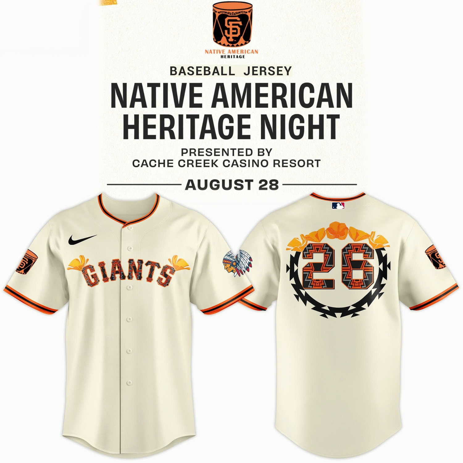 San Francisco Giants Native American Heritage Night 2026 Baseball Jersey