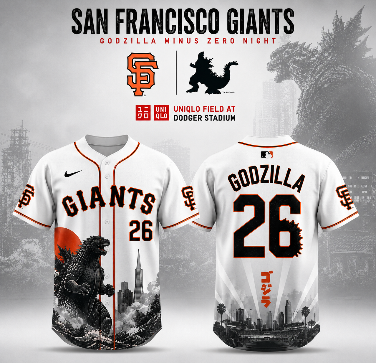 San Francisco Godzilla Minus One Limited Edition Baseball Jersey