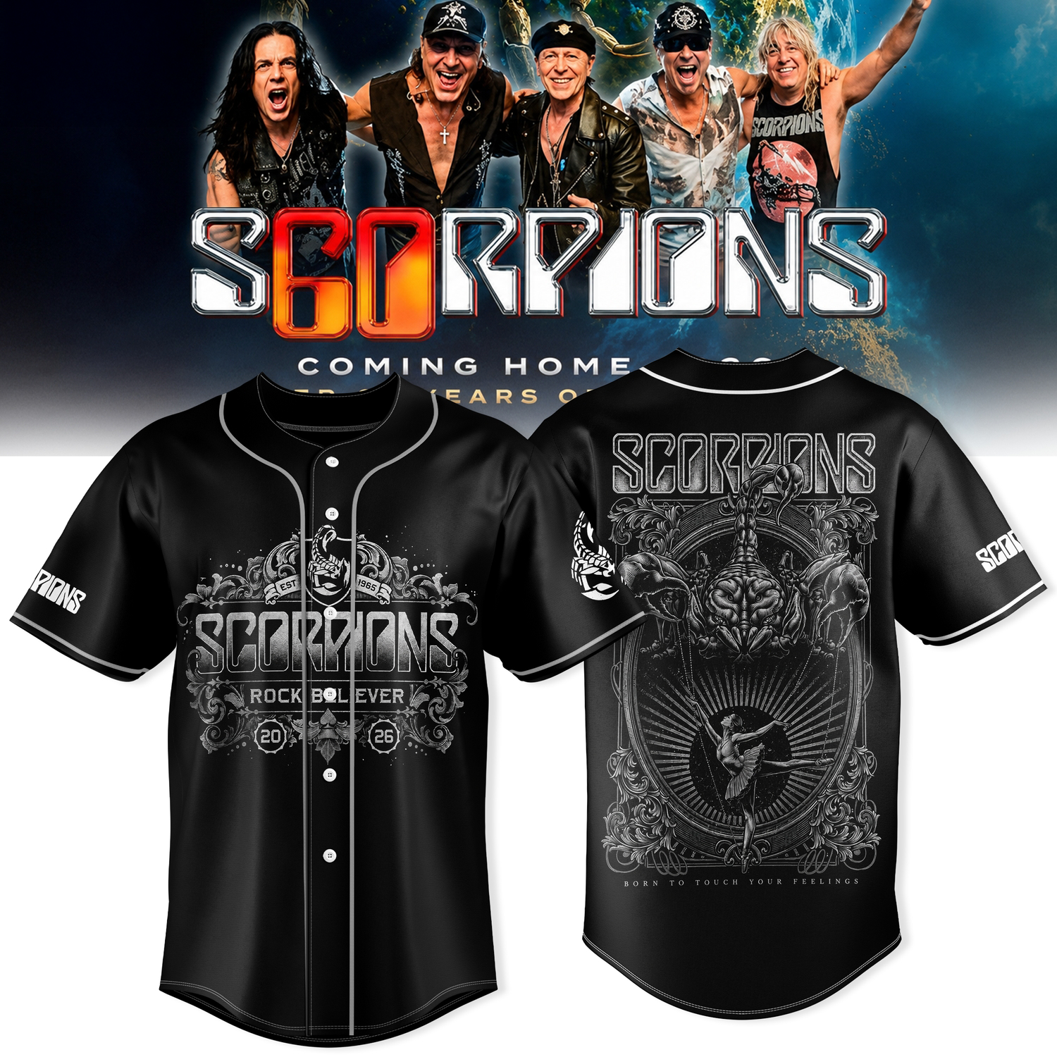 Scorpions Coming Home World Tour 2026 Limited Edition Baseball Jersey