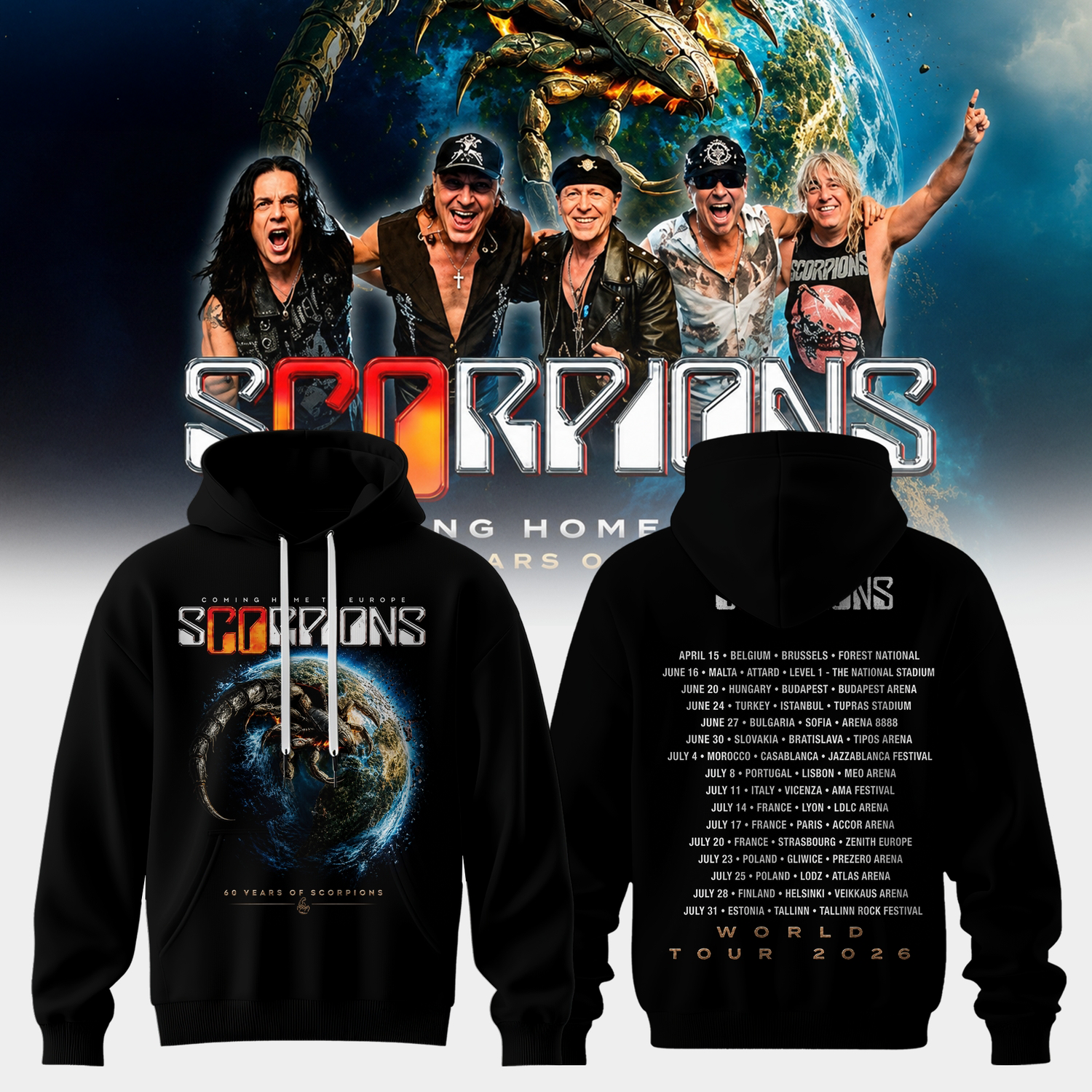 Scorpions Coming Home World Tour 2026 Official Tour Hoodie