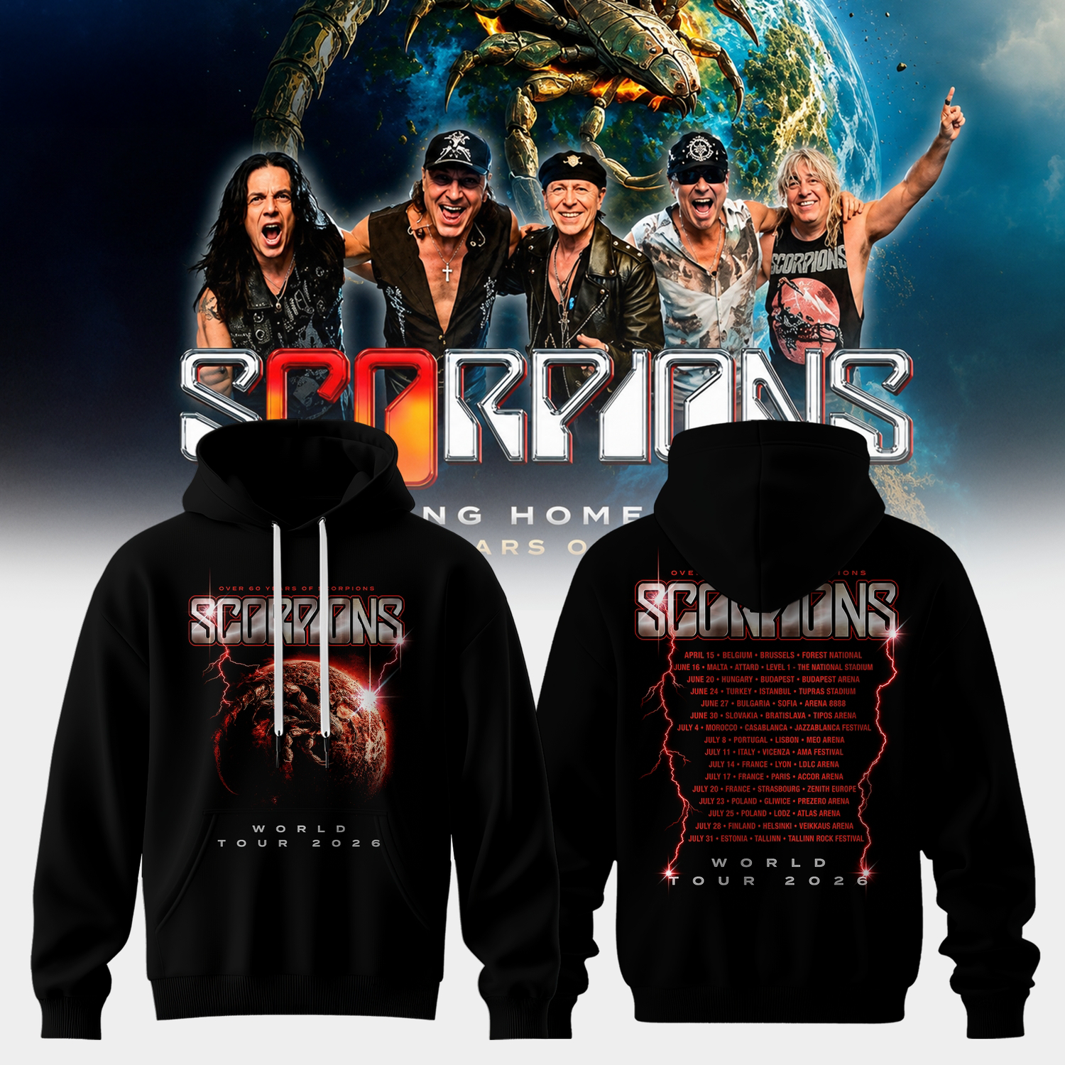 Scorpions Coming Home World Tour 2026 Premium Unisex Hoodie