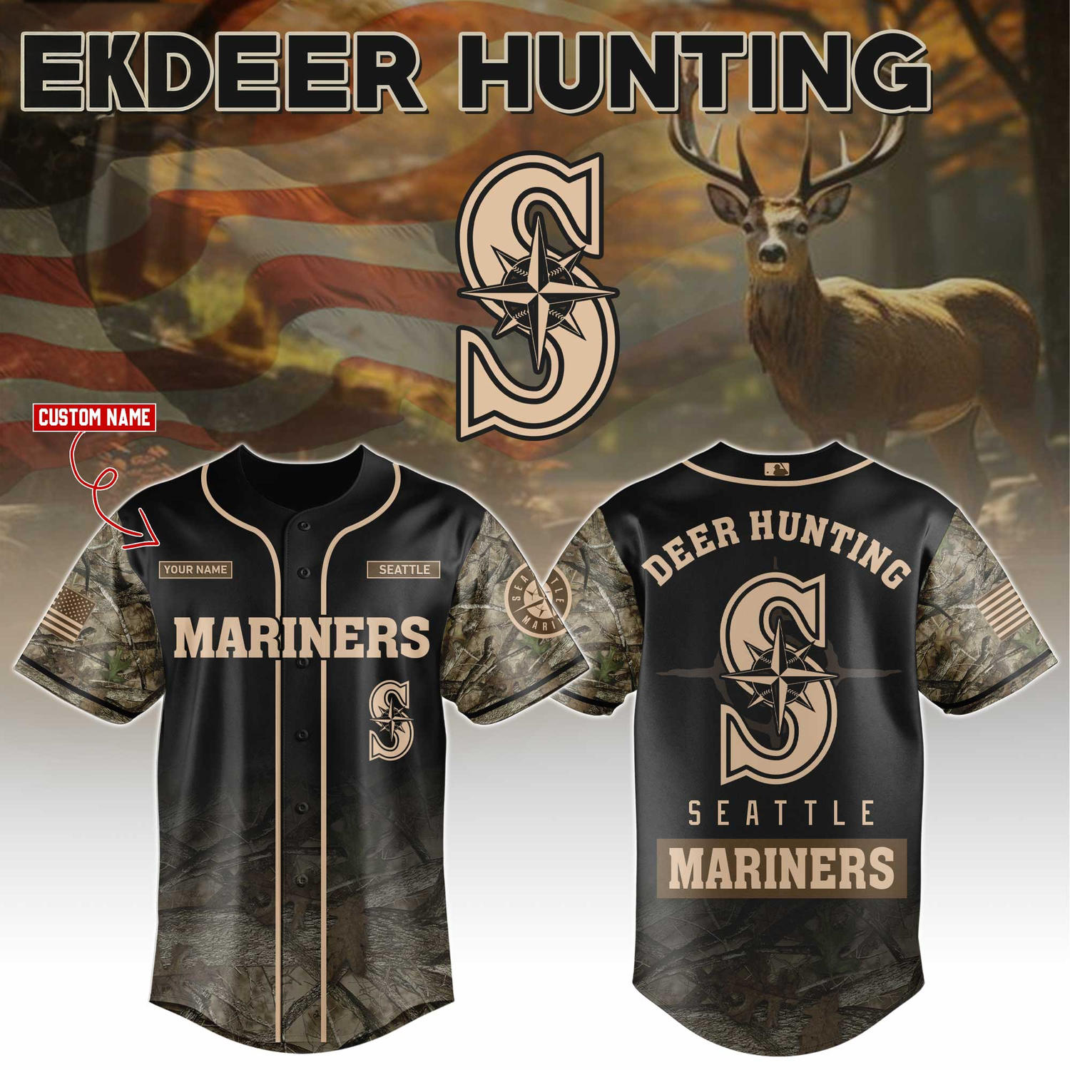 Seattle Mariners Deer Hunting Limited Edition Baseball Jersey