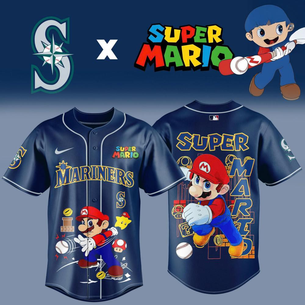 Seattle Mariners x Super Mario 2026 Limited Edition Baseball Jersey 1 - Unicasport Seattle Mariners x Super Mario 2026 Limited Edition Baseball Jersey