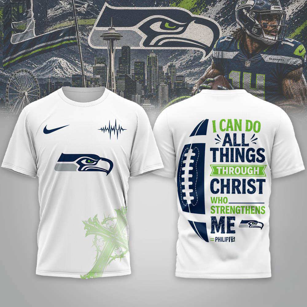 Seattle Seahawks Christ Strengthens Me Limited 3D Graphic Shirt