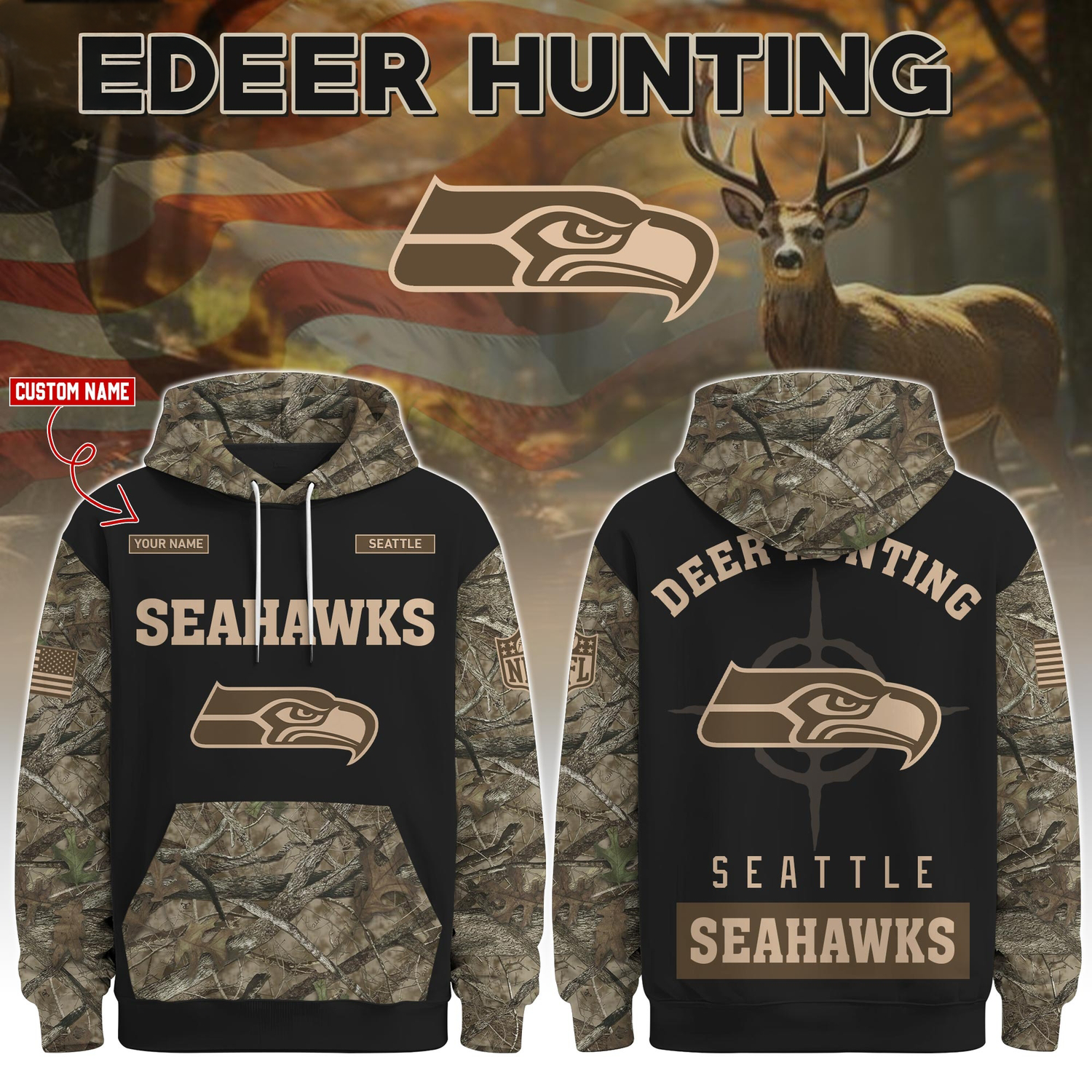 Seattle Seahawks Deer Hunting Limited Edition Hoodie Â– NFL Hunting Hoodie for Fans