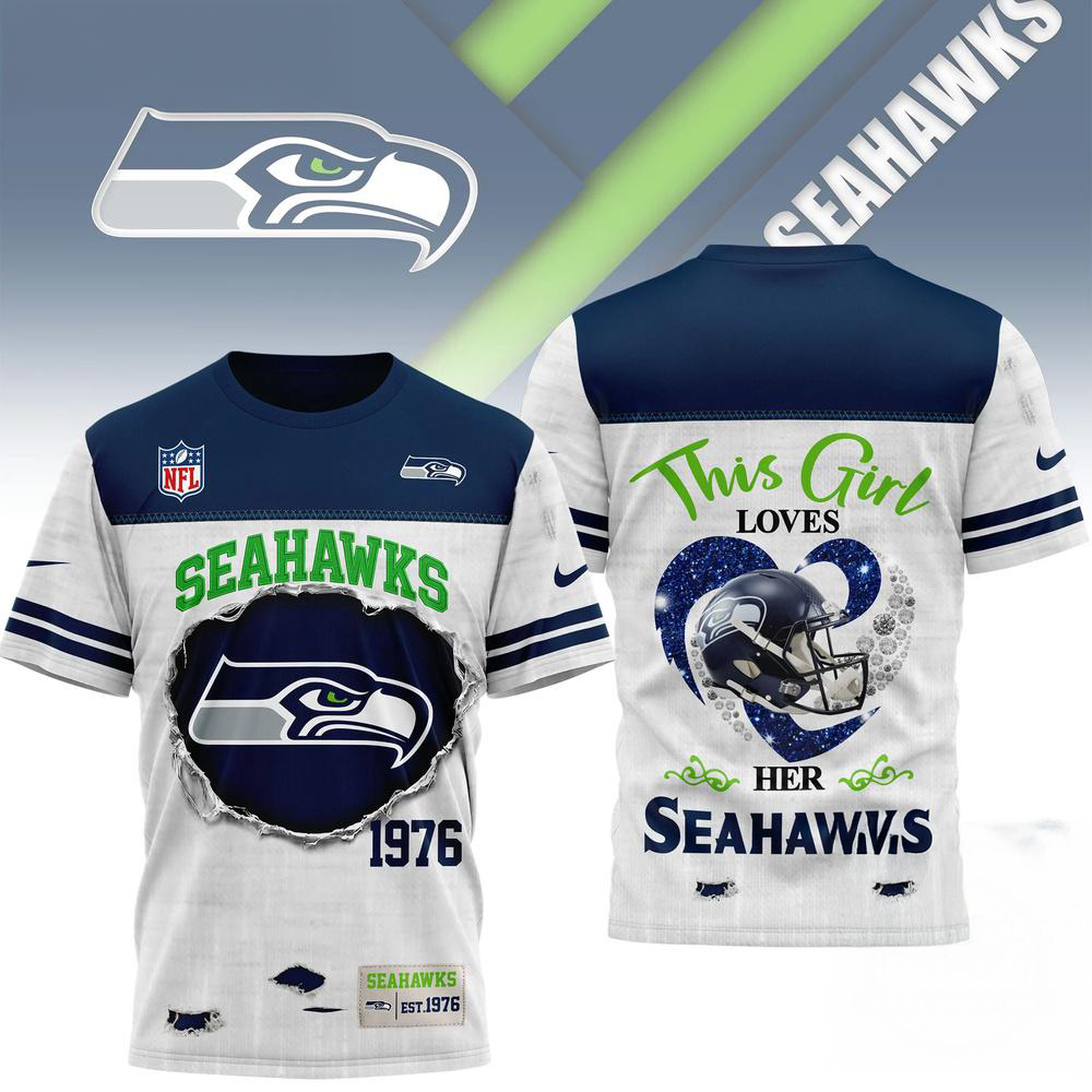 Seattle Seahawks NFL Veterans Legacy Team 3D Design T Shirt