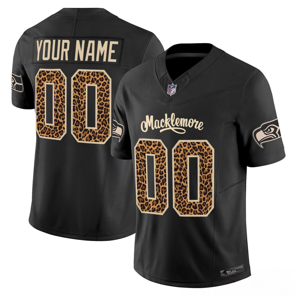 Seattle Seahawks x Macklemore Vapor Limited Custom Jersey Leopard Print Stitched Fanwear Collection 1 - Unicasport Seattle Seahawks x Macklemore Vapor Limited Custom Jersey Leopard Print Stitched Fanwear Collection
