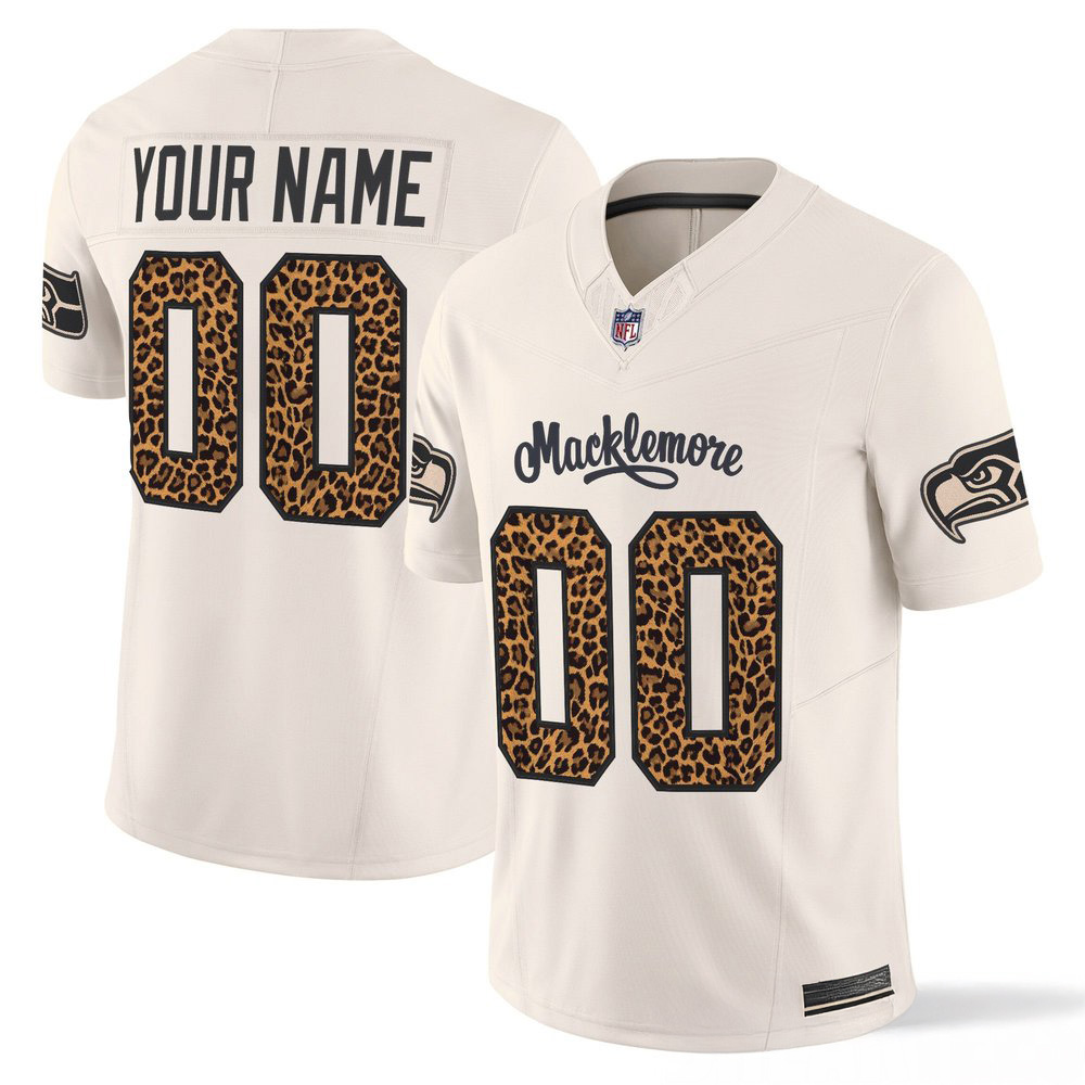Seattle Seahawks x Macklemore Vapor Limited Custom Jersey Leopard Print Stitched Game Day Apparel 1 - Unicasport Seattle Seahawks x Macklemore Vapor Limited Custom Jersey Leopard Print Stitched Game Day Apparel