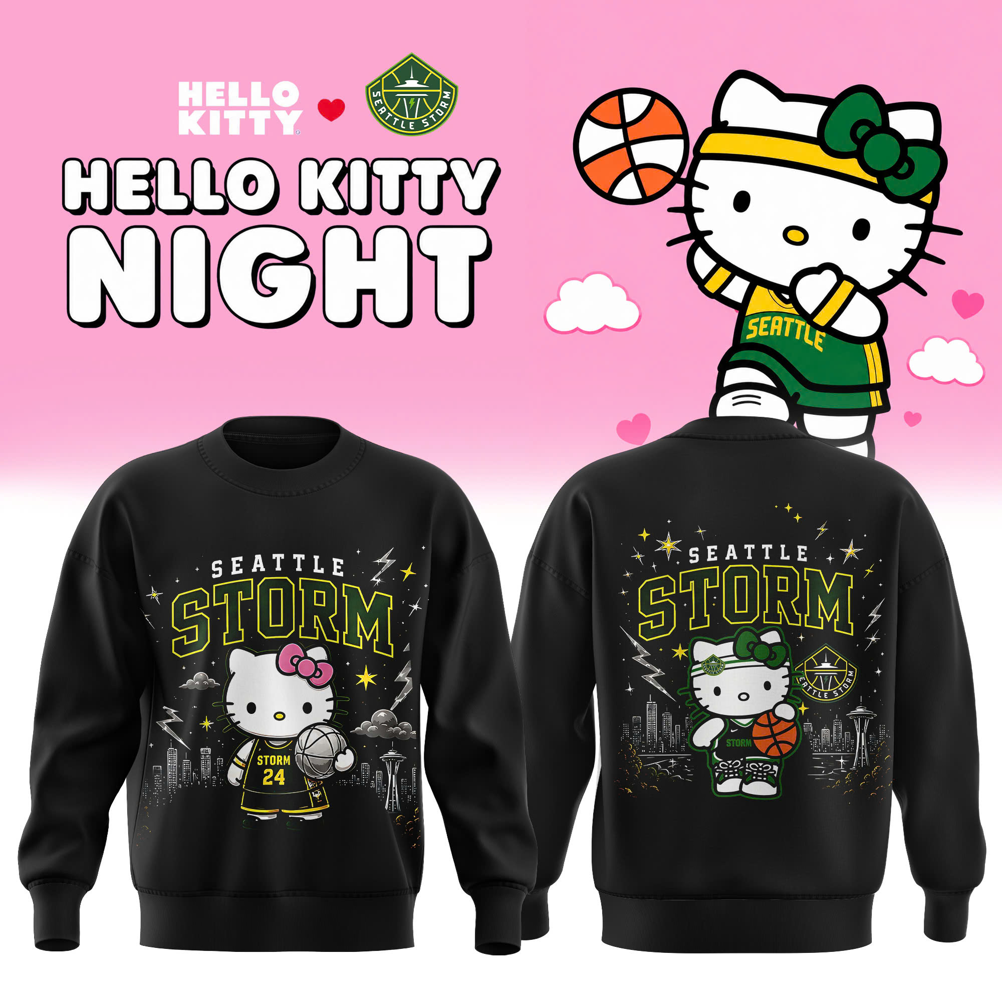 Seattle Storm Hello Kitty 2026 Collector Edition Crewneck Sweatshirt