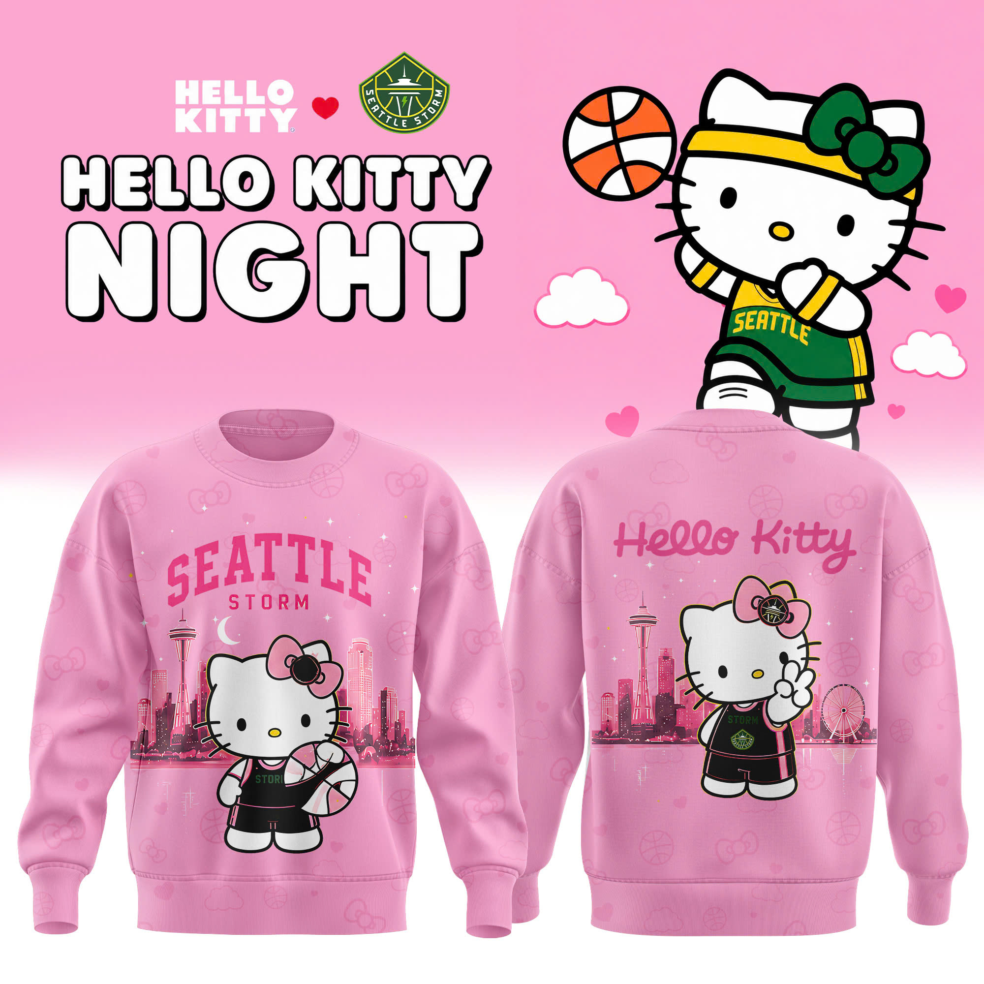 Seattle Storm Hello Kitty 2026 Exclusive Crewneck Sweatshirt