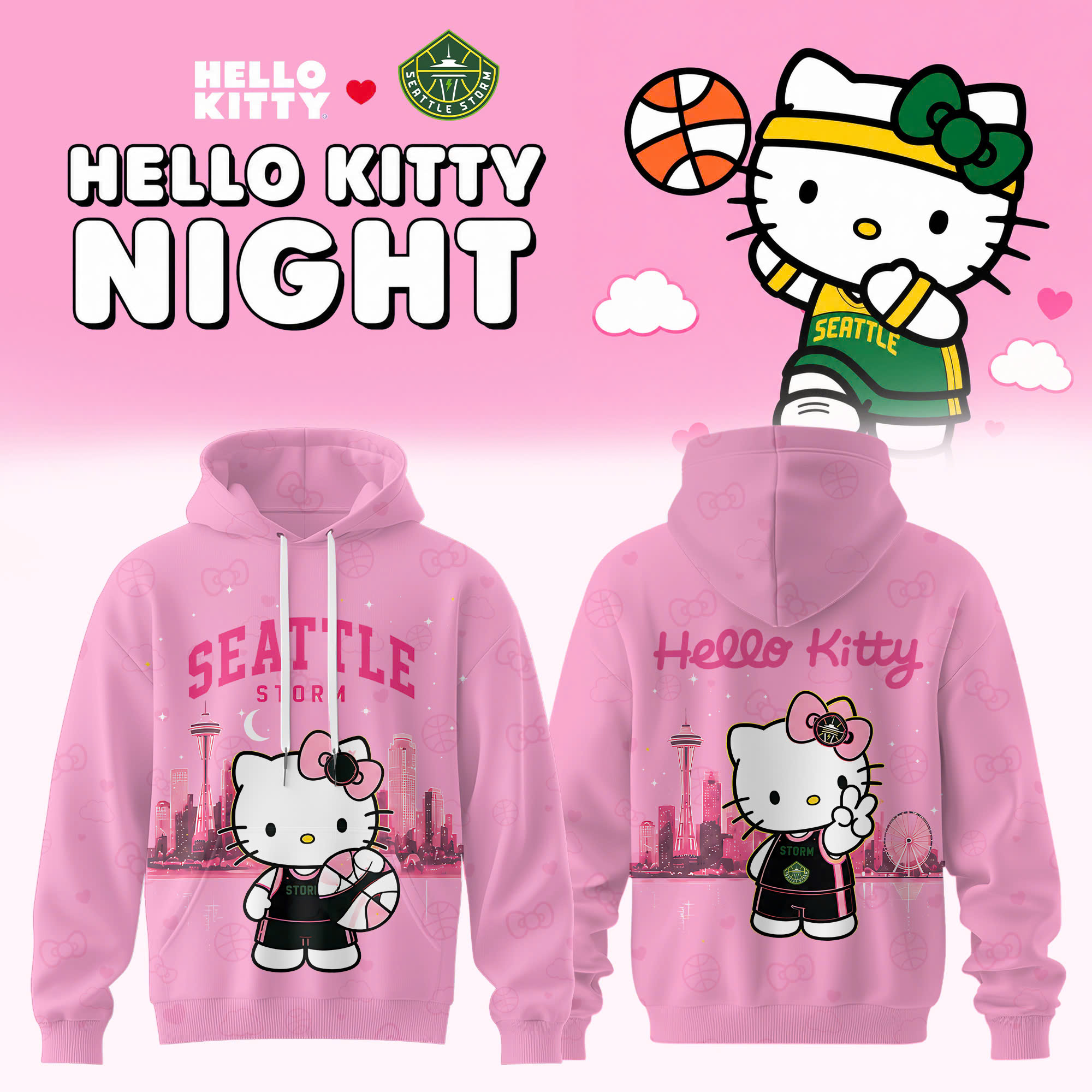 Seattle Storm Hello Kitty 2026 Exclusive Tour Hoodie