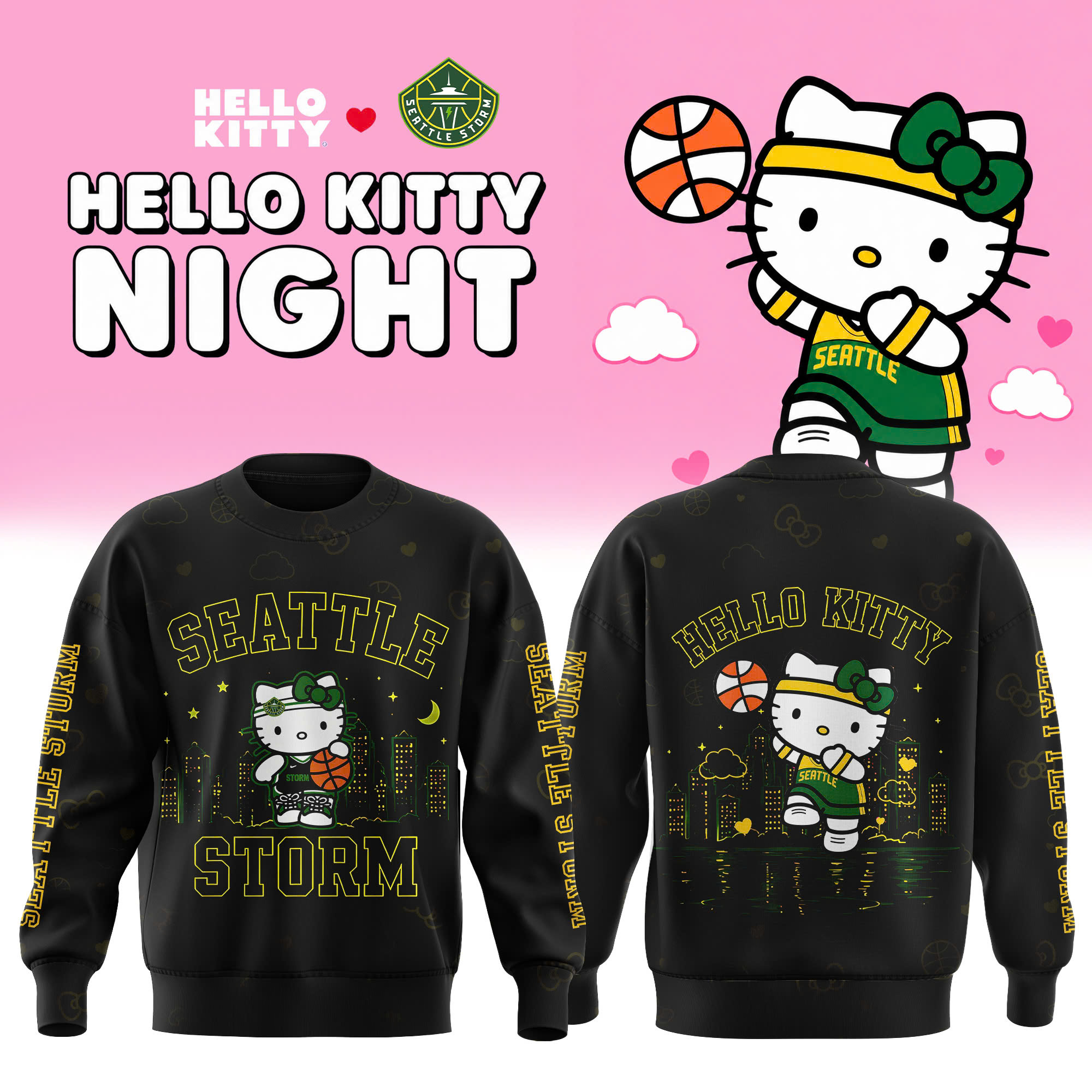 Seattle Storm Hello Kitty 2026 Limited Edition Crewneck Sweatshirt