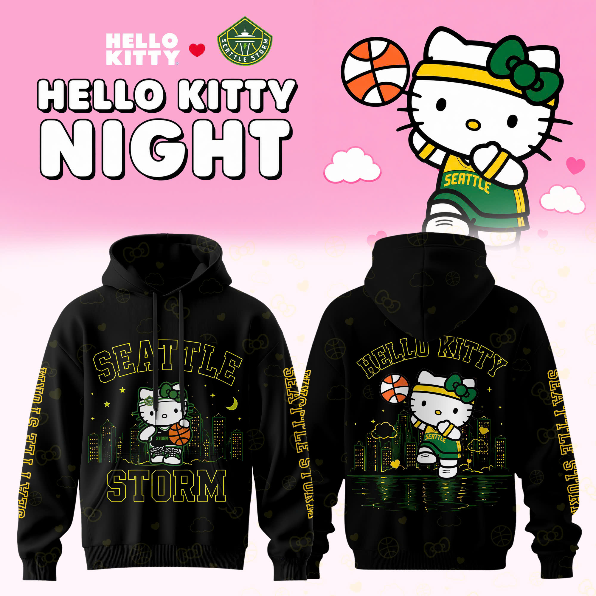 Seattle Storm Hello Kitty 2026 Limited Edition Pullover Hoodie