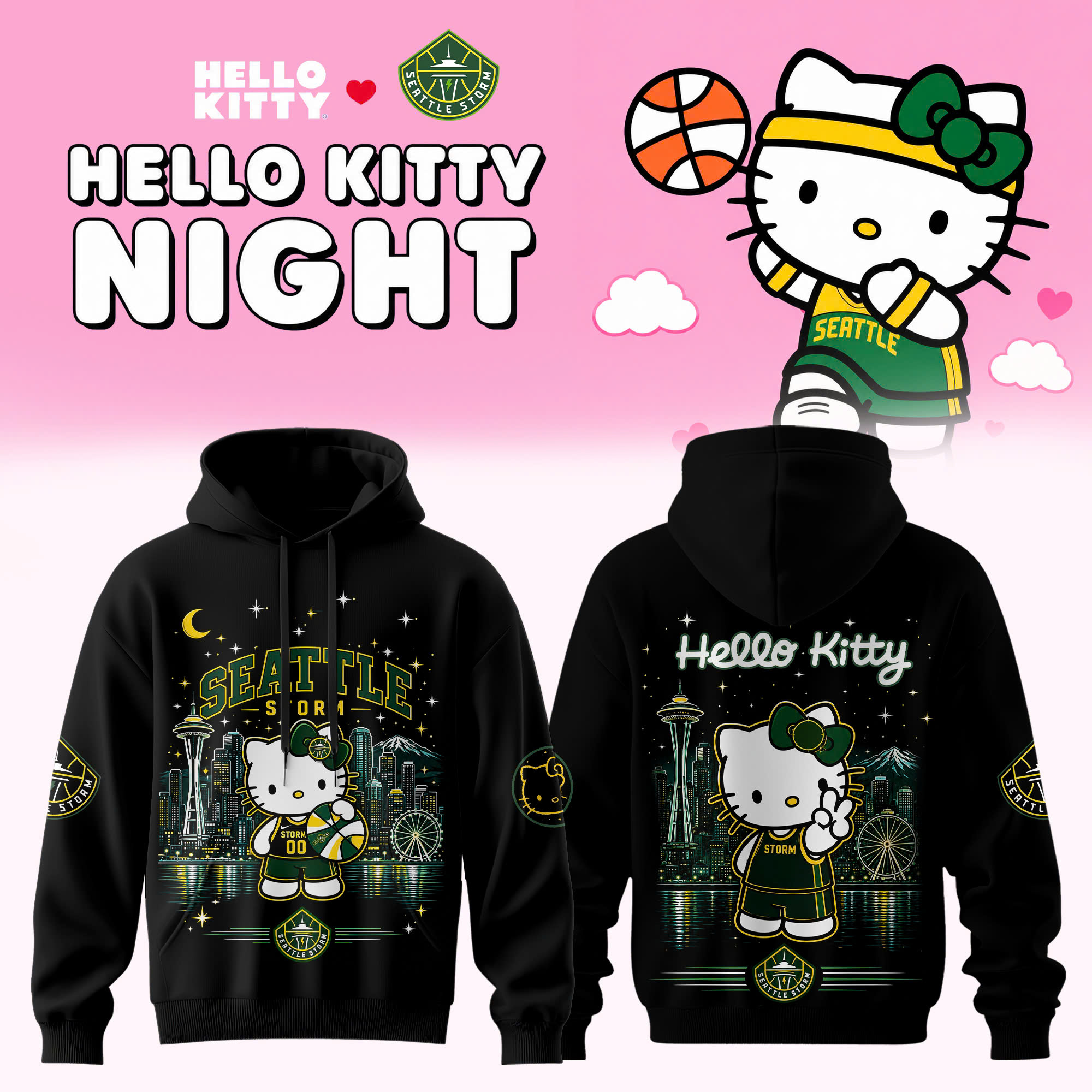 Seattle Storm Hello Kitty 2026 Premium Fan Hoodie