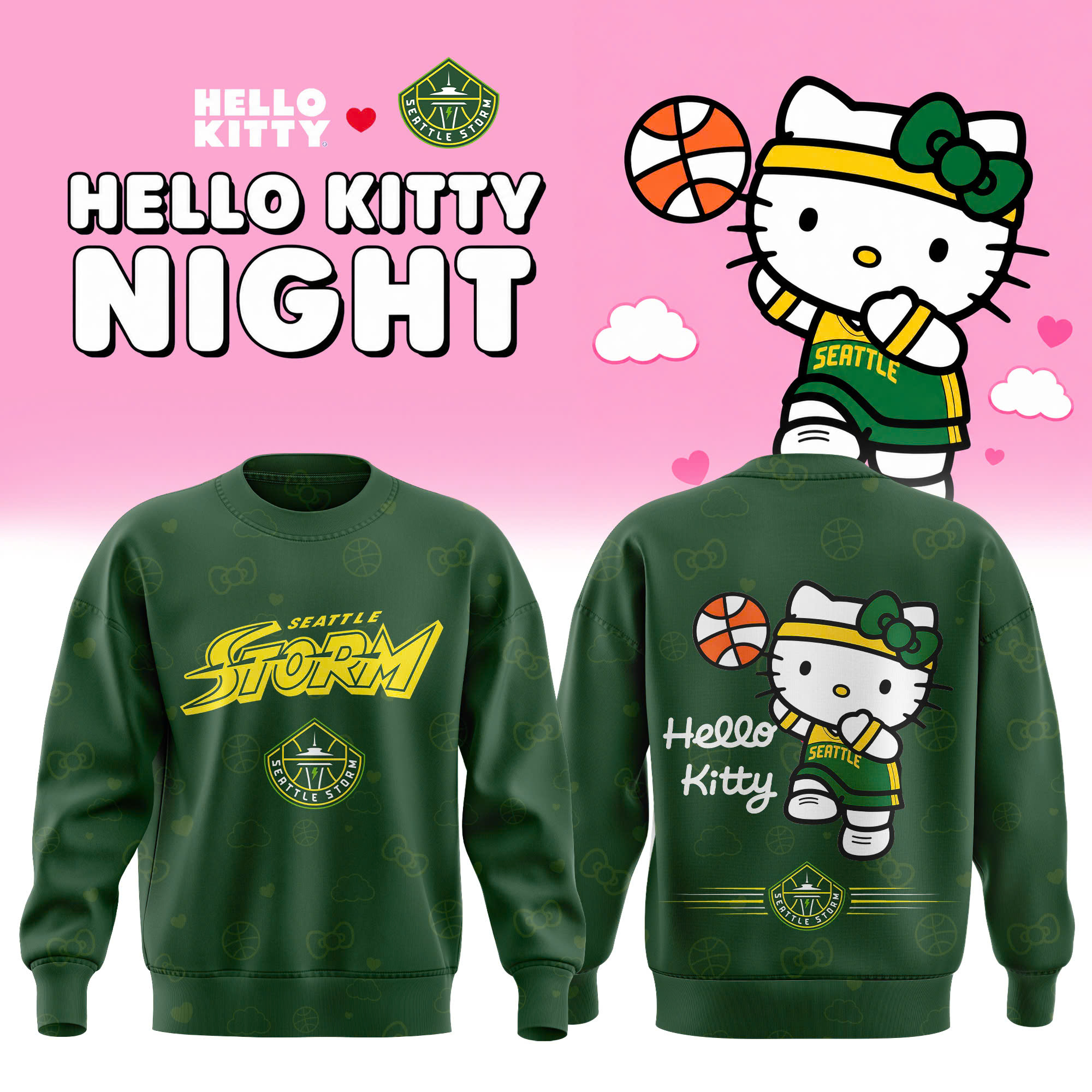 Seattle Storm Hello Kitty 2026 Signature Crewneck Sweatshirt
