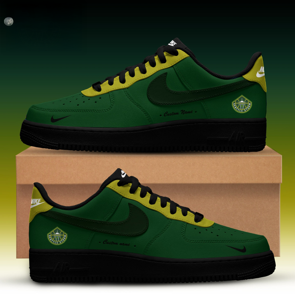Seattle Storm WNBA x Back 2 Black Edition Nike Air Force 1 Low Custom Shoes Fan Gift