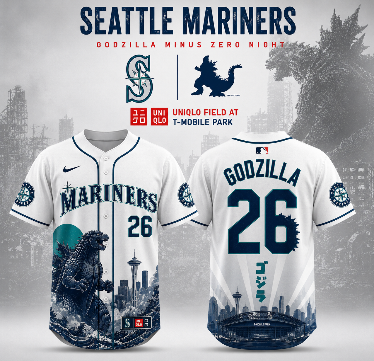 Seattle x Godzilla Minus One Collector Edition Baseball Jersey