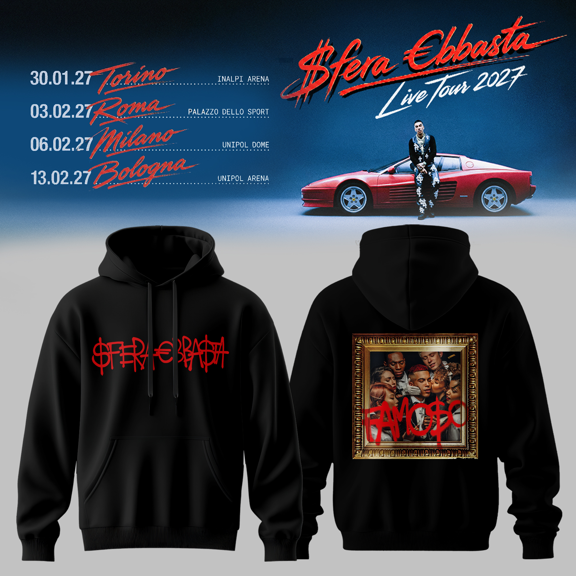 Sfera Ebbasta Limited Edition Concert Hoodie Collection