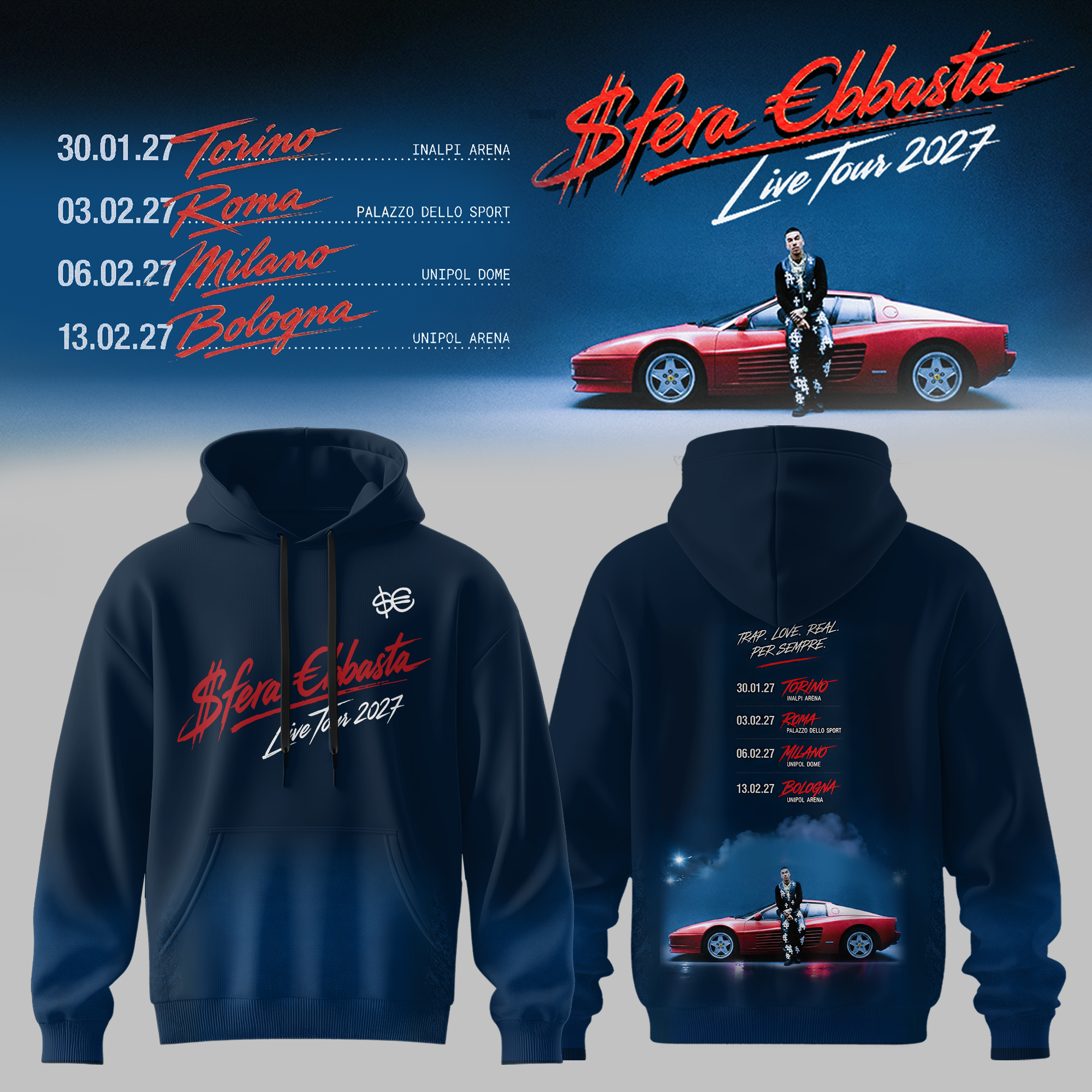 Sfera Ebbasta Limited Edition Concert Hoodie Streetwear Style