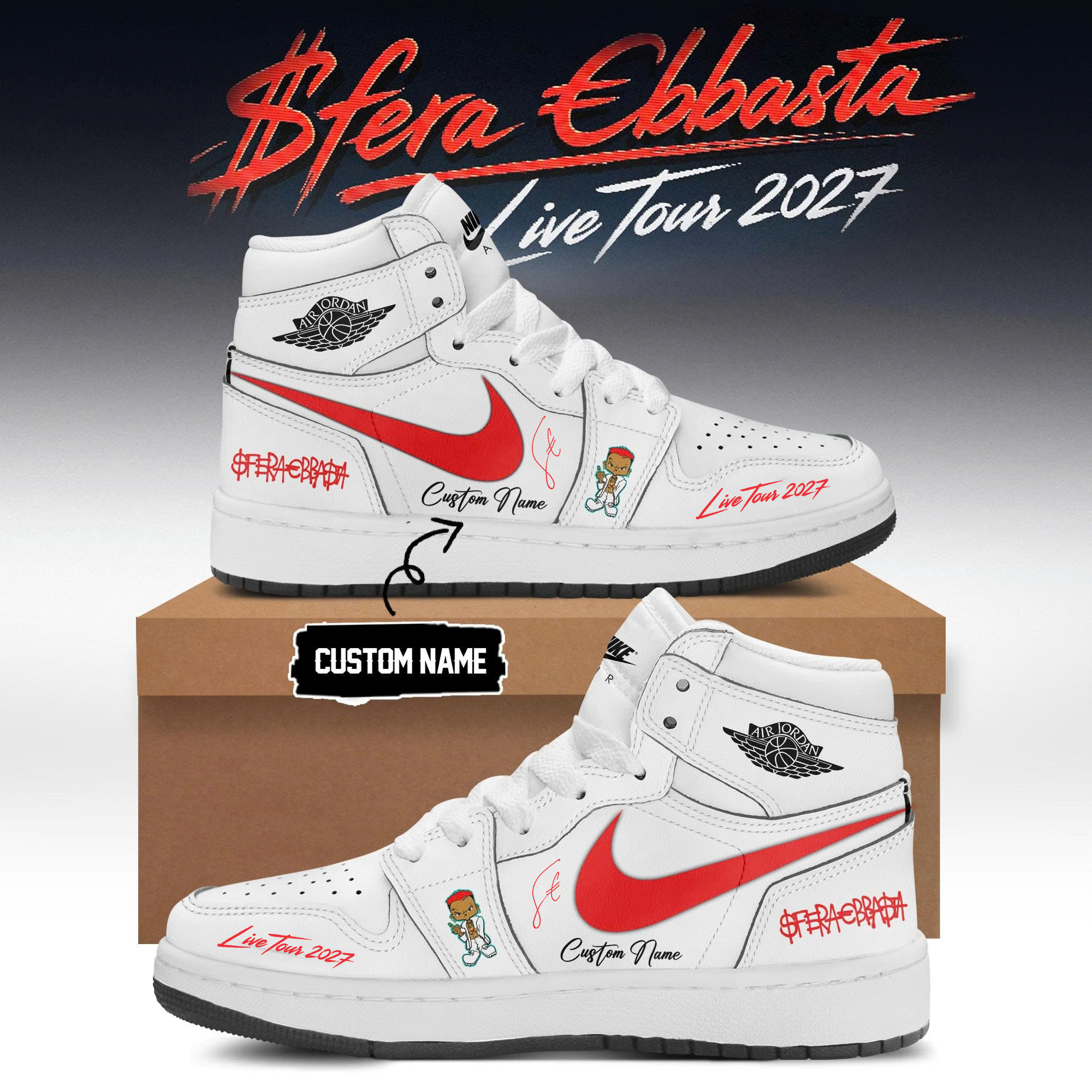 Sfera Ebbasta Live Tour 2027 Elite High Top Sneakers