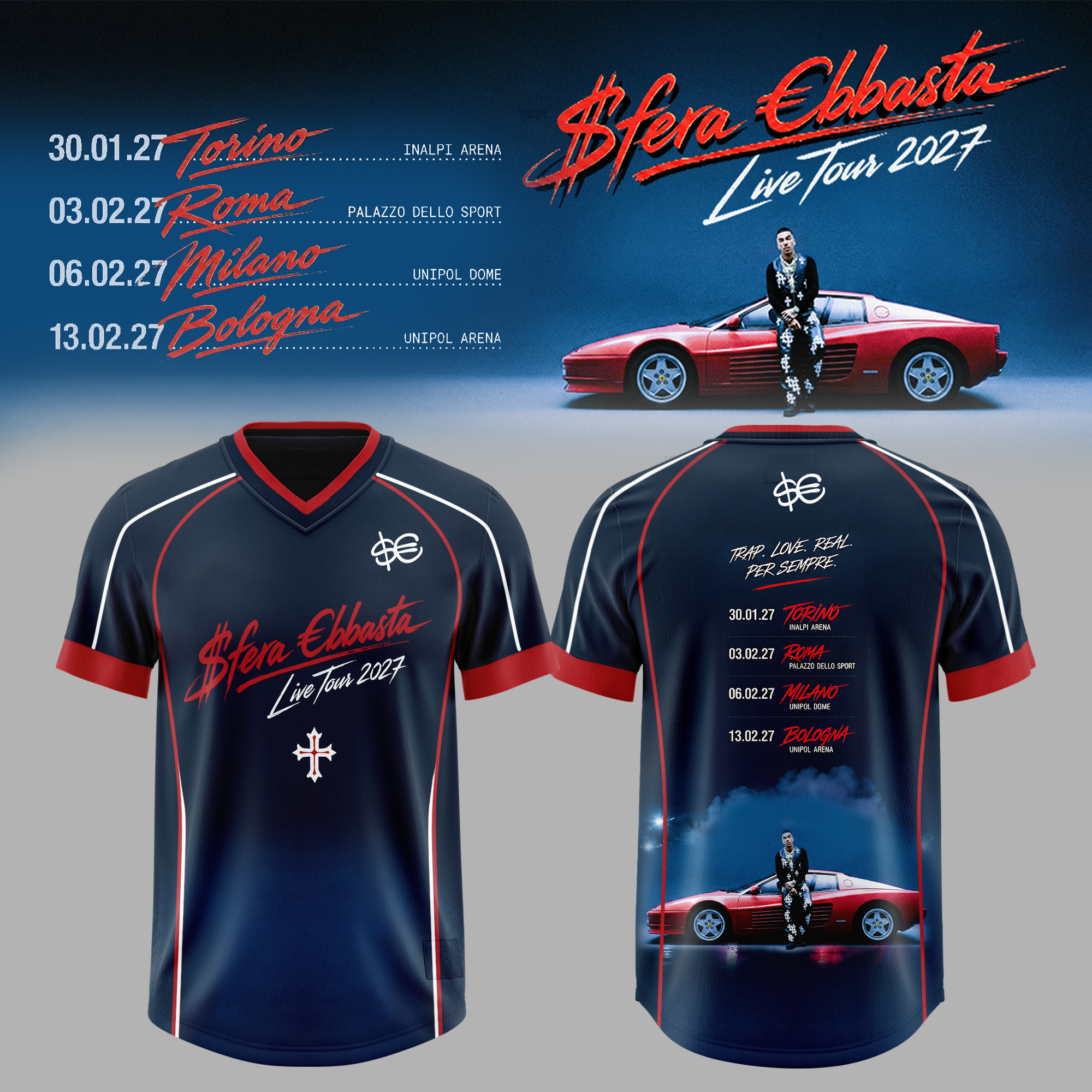 Sfera Ebbasta Live Tour 2027 Exclusive Music Fan T Shirt