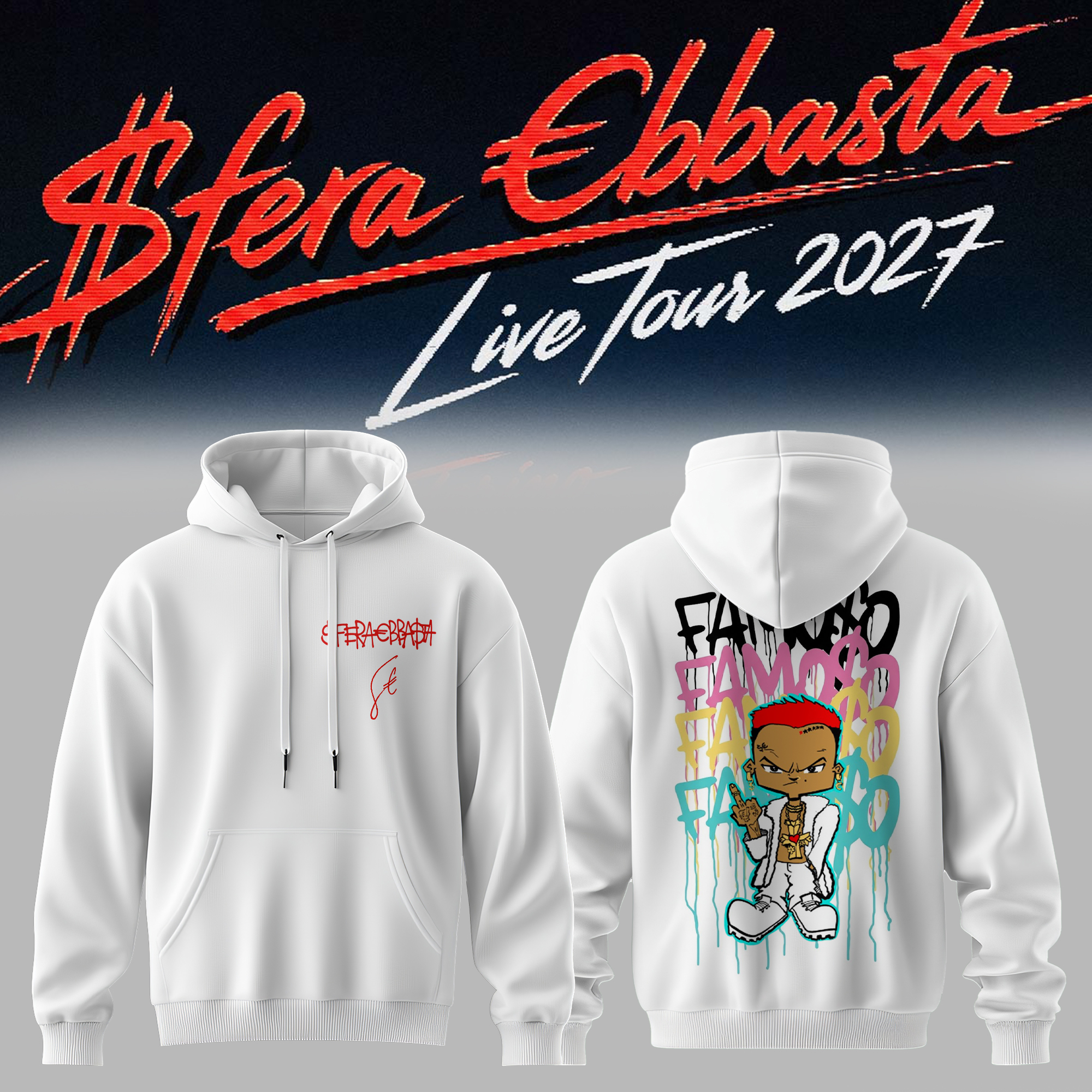 Sfera Ebbasta Live Tour 2027 Limited Edition Signature Pullover Hoodie