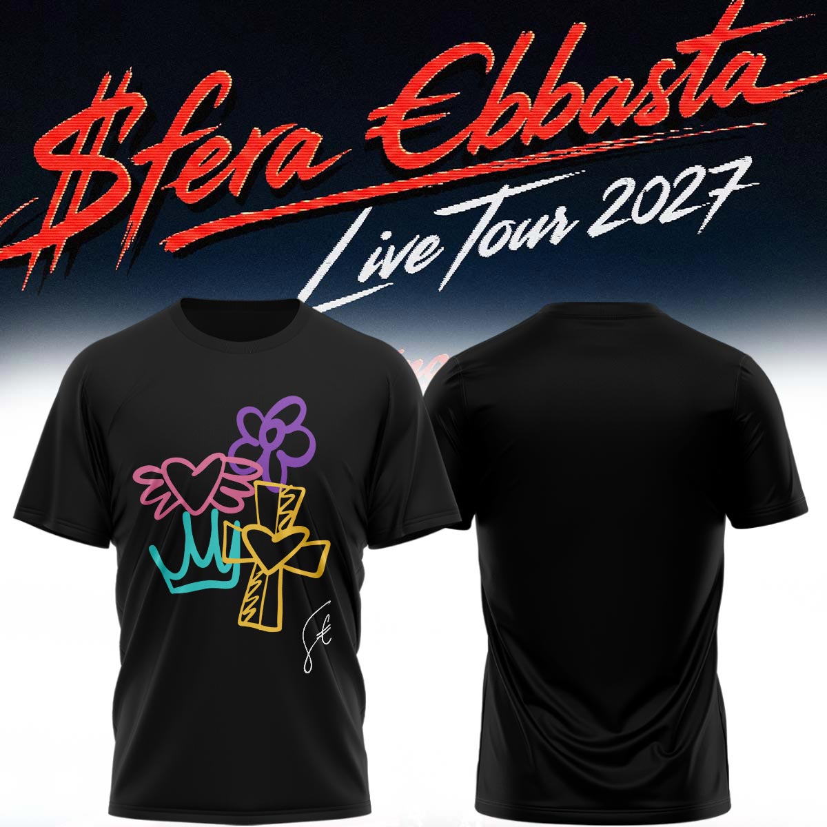 Sfera Ebbasta Live Tour 2027 Premium Concert Graphic Tee